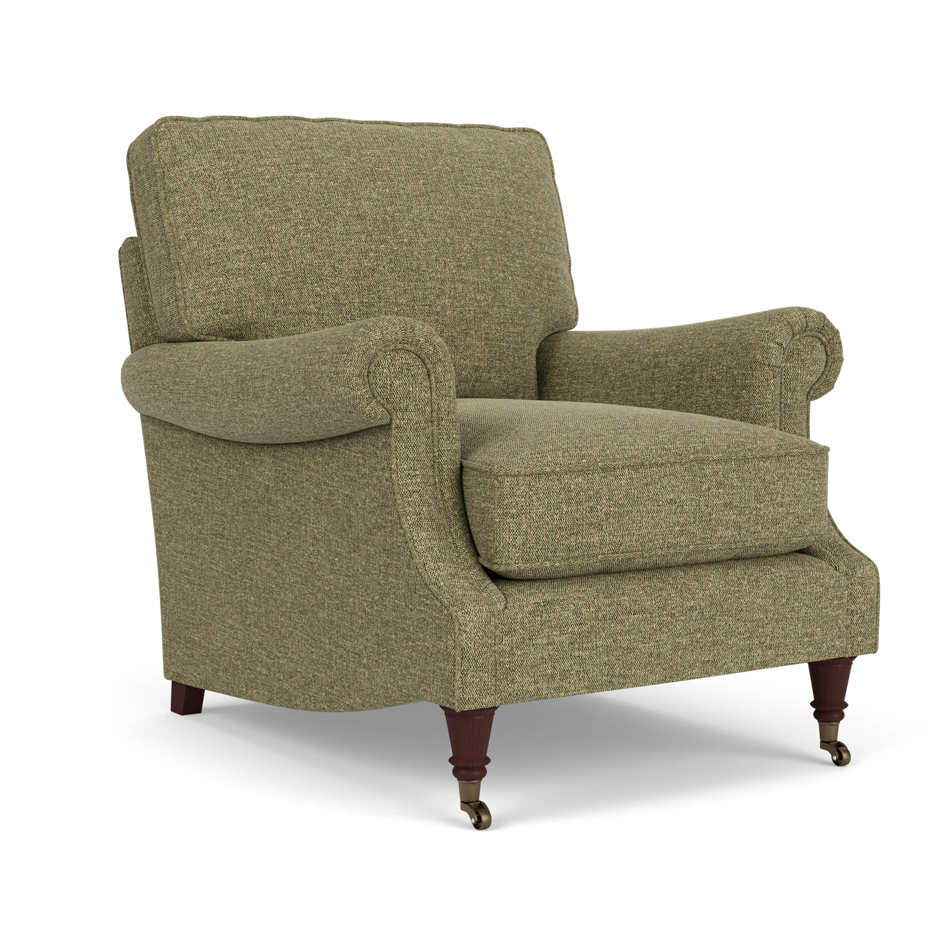 Taylor High Back Armchair in Aquaclean Oxford - Sage with Light legs