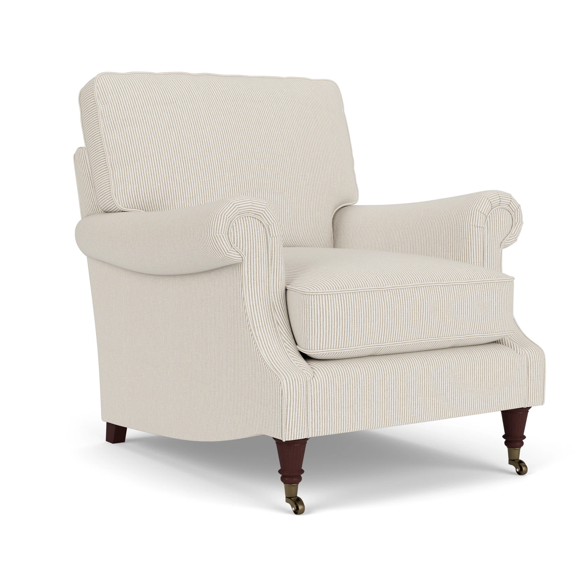 Taylor High Back Armchair in Broadway Stripe - Natural with Light legs