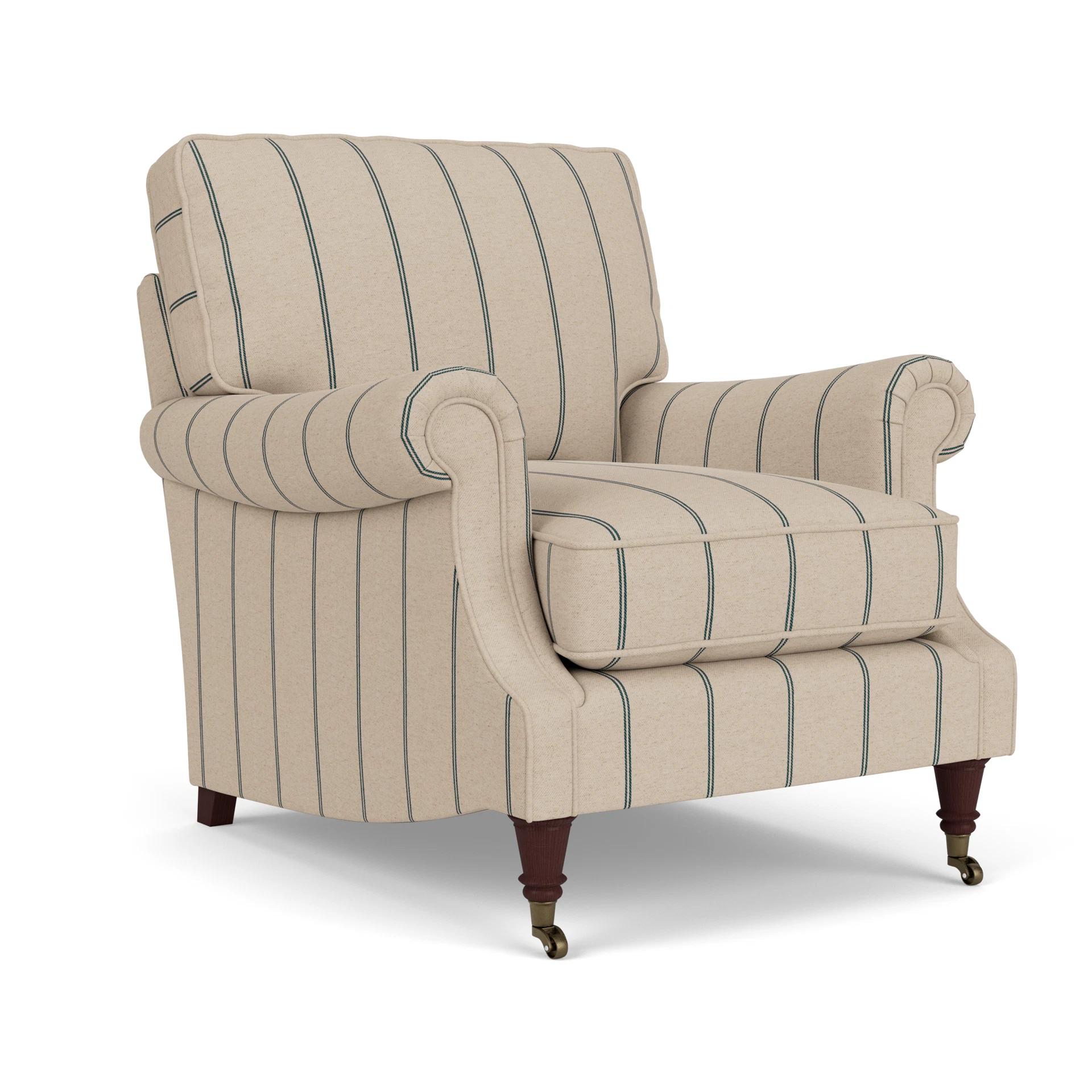 Taylor High Back Armchair in Compton Stripe - Charcoal with Light legs