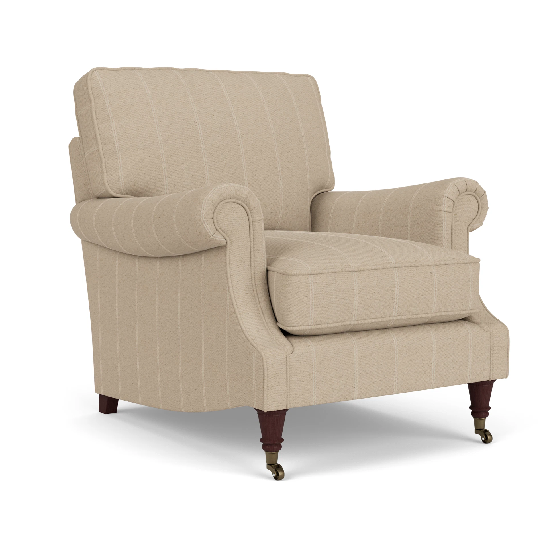 Taylor High Back Armchair in Compton Stripe - Natural with Light legs