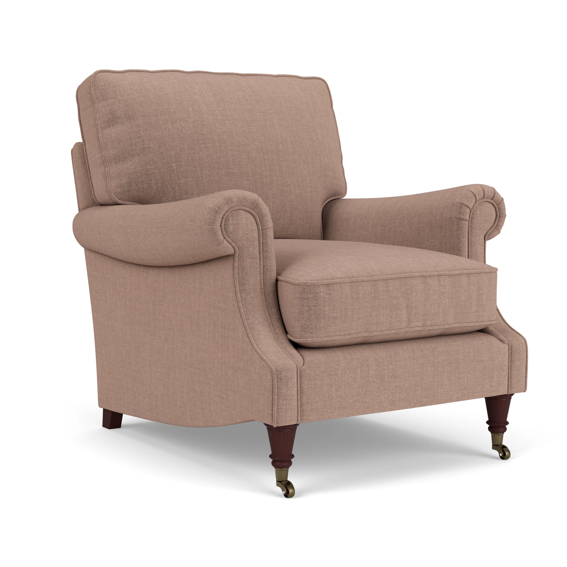 Taylor High Back Armchair in Eco Chenille - Dusky Rose with Light legs