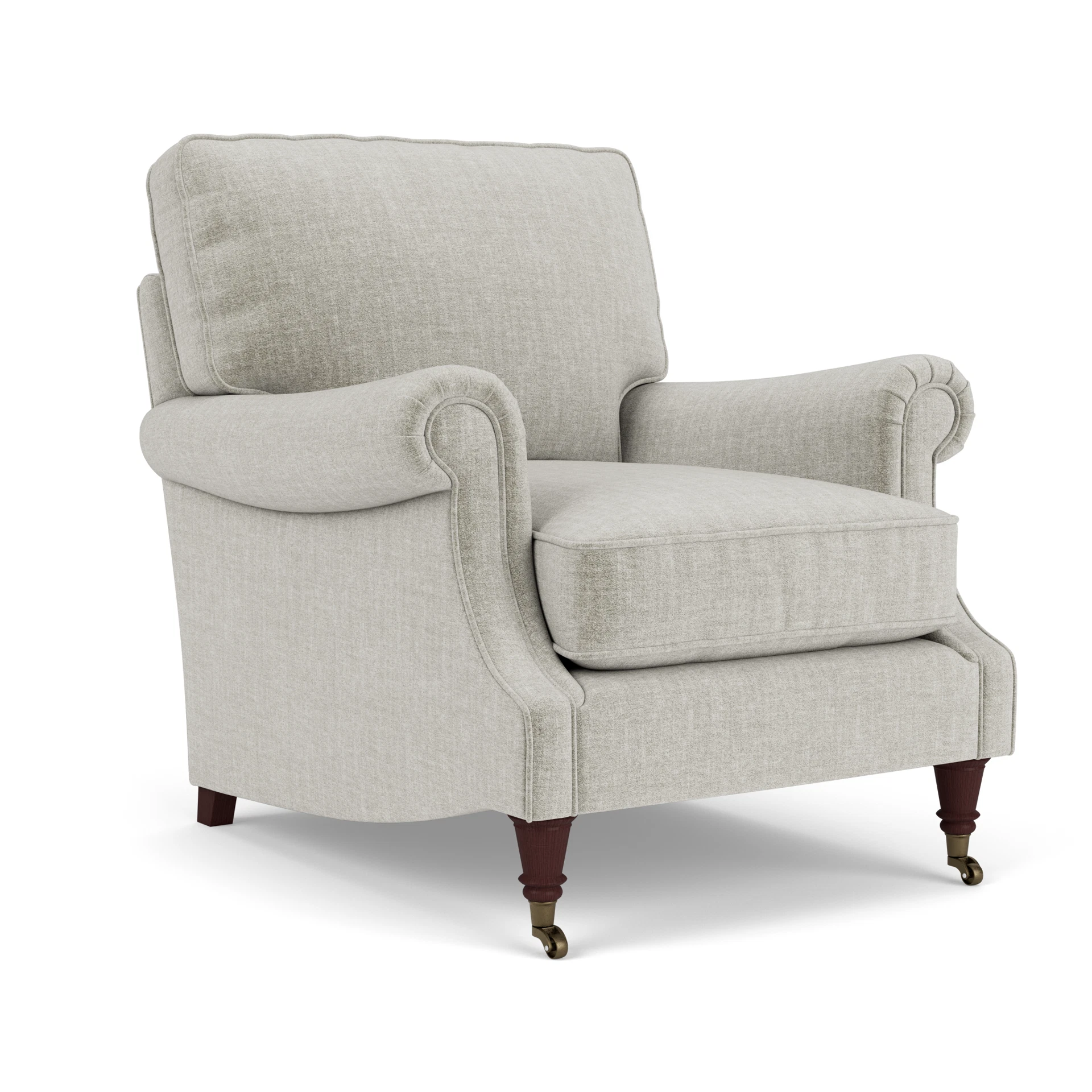 Taylor High Back Armchair in Eco Chenille - Grey Mist with Light legs
