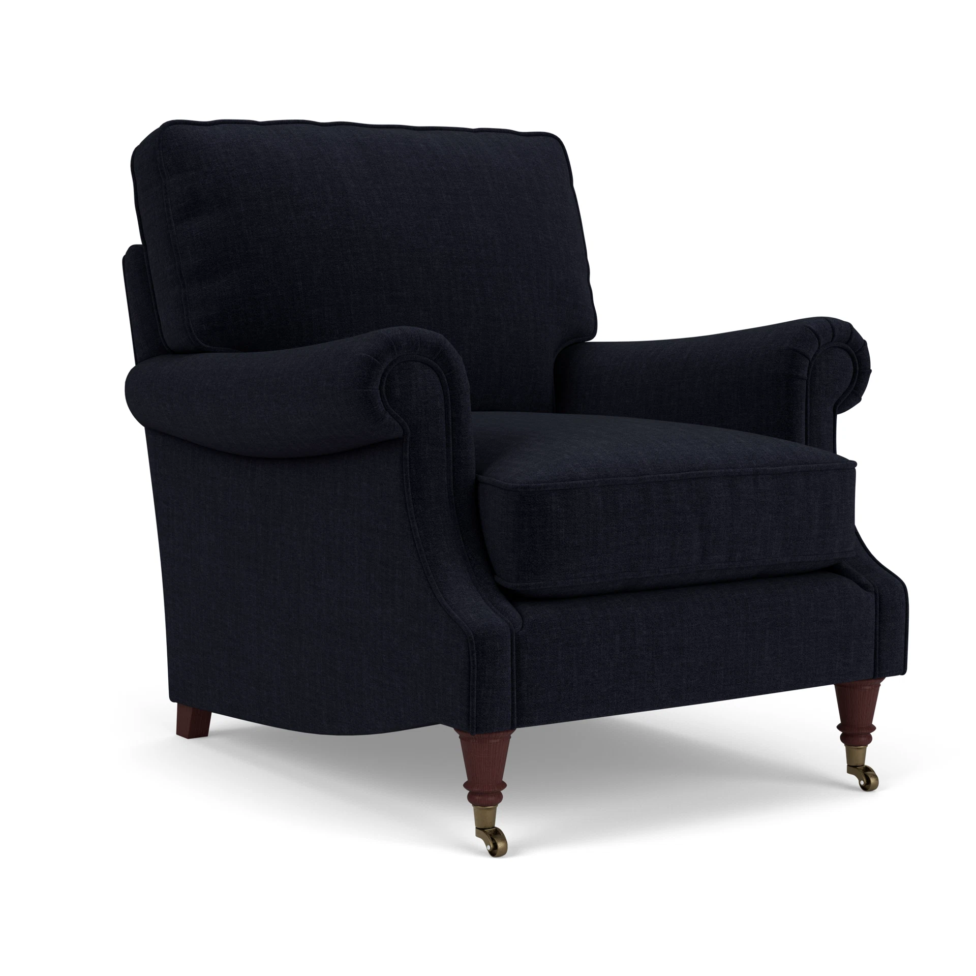 Taylor High Back Armchair in Eco Chenille - Ink with Light legs