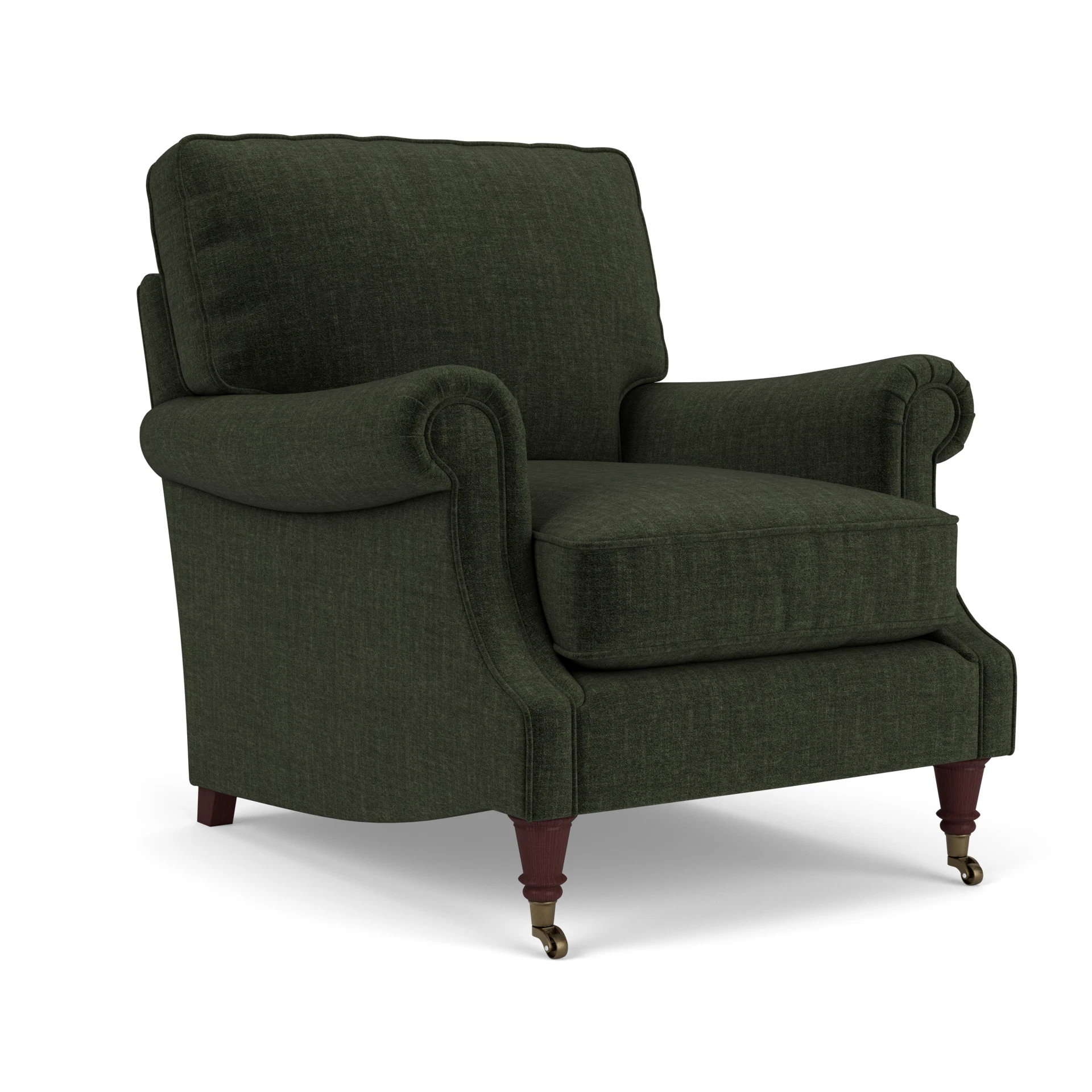 Taylor High Back Armchair in Eco Chenille - Moss with Light legs