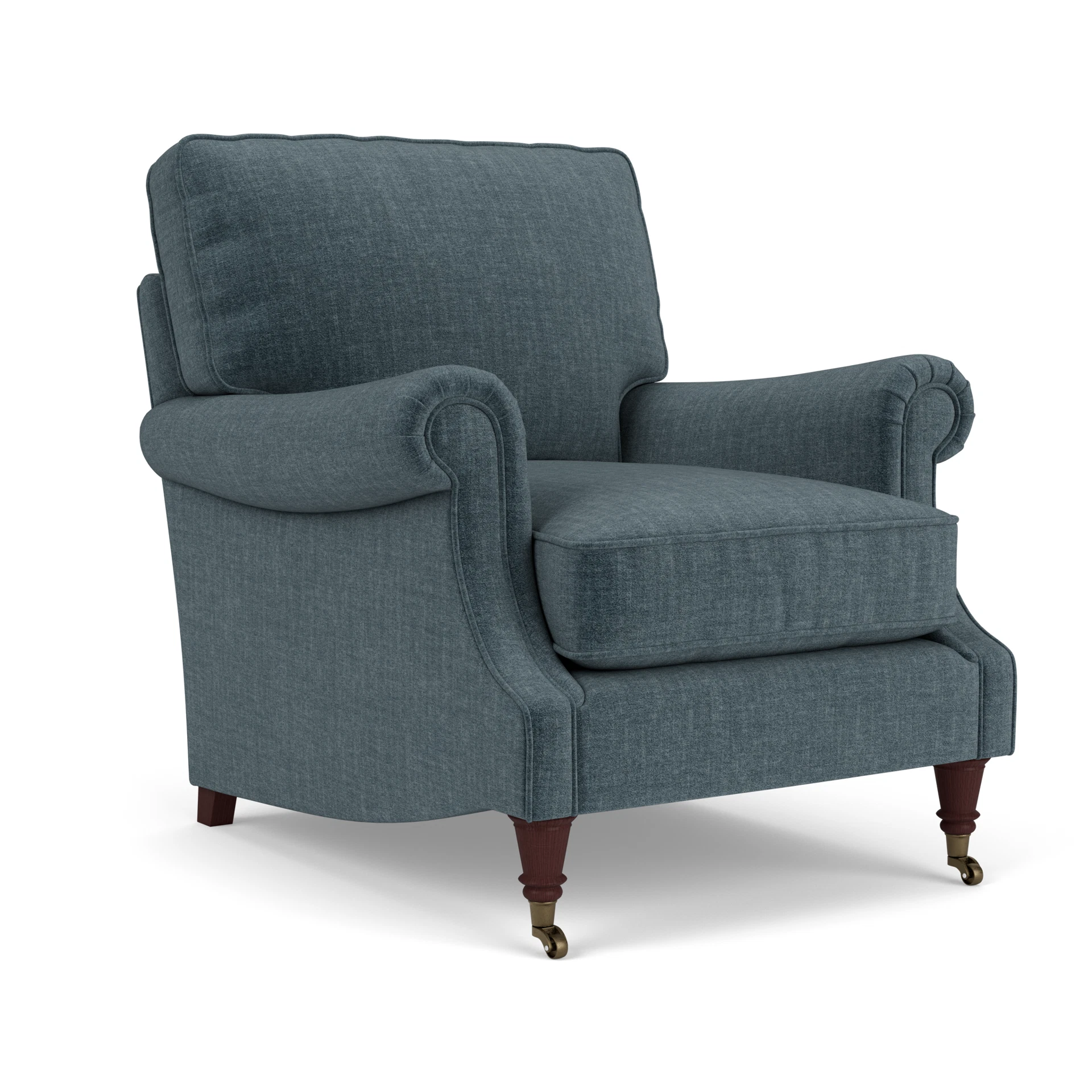 Taylor High Back Armchair in Eco Chenille - Teal with Light legs