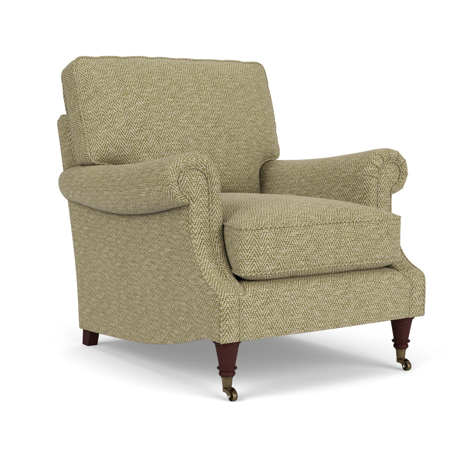 Taylor High Back Armchair in Herringbone Weave - Apple with Light legs