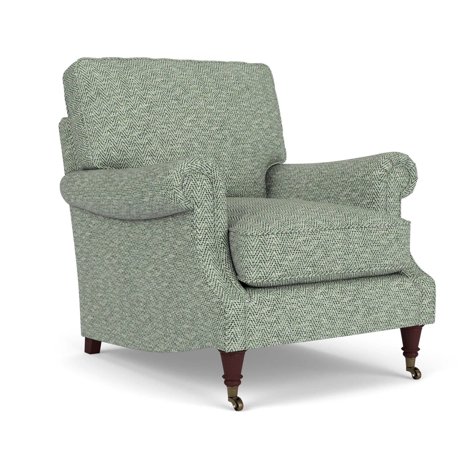 Taylor High Back Armchair in Herringbone Weave - Lake with Light legs