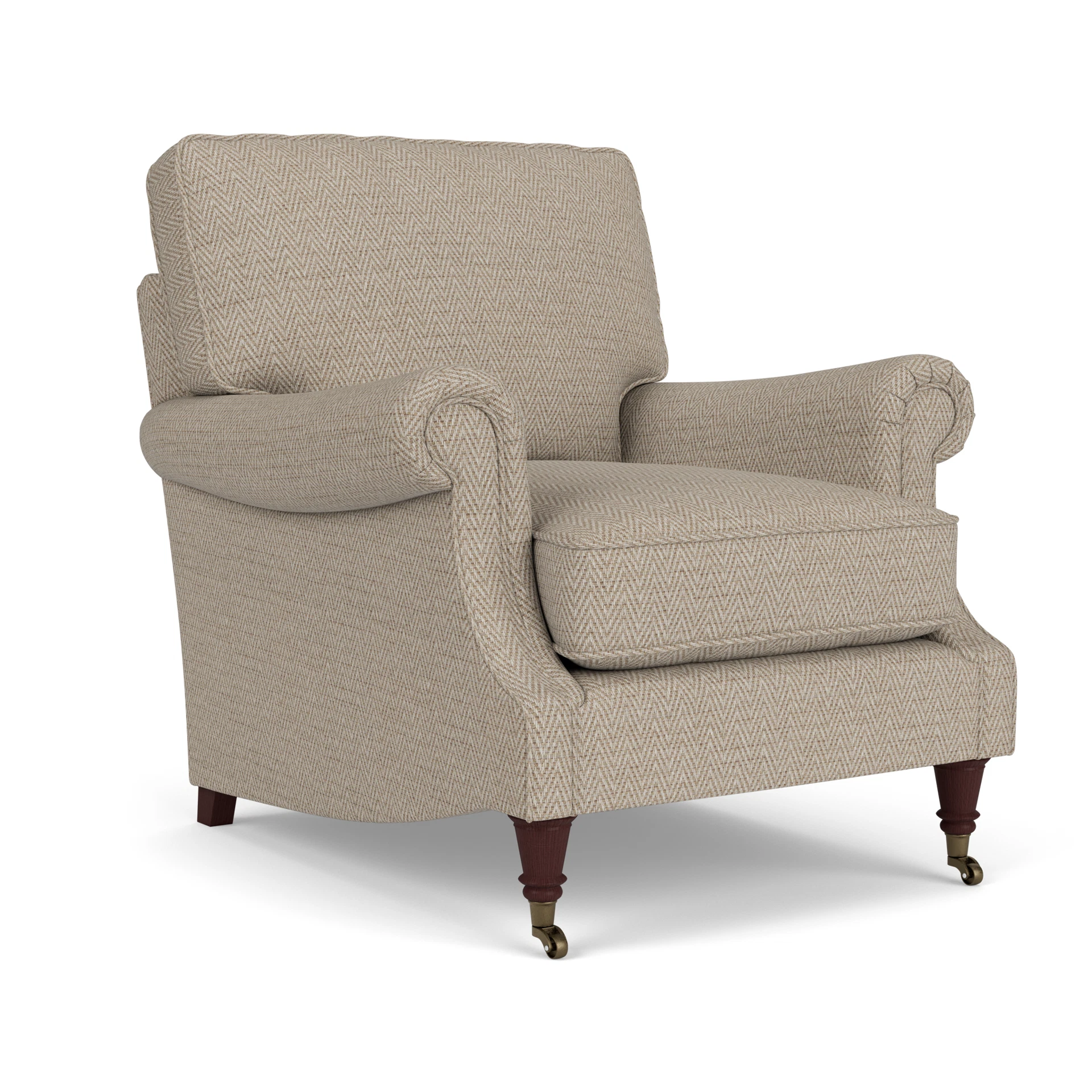 Taylor High Back Armchair in Herringbone Weave - Natural with Light legs