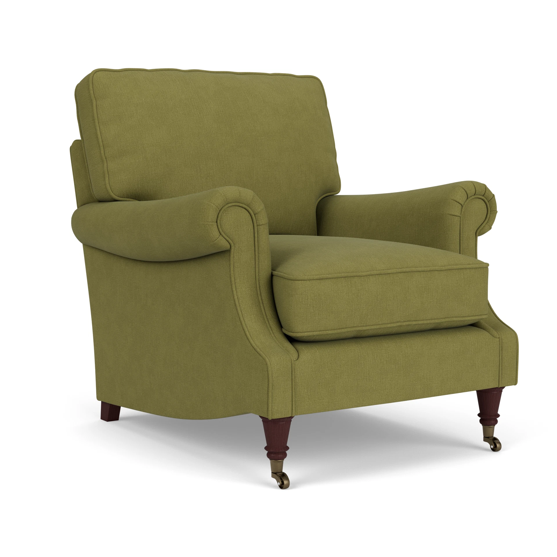 Taylor High Back Armchair in House Linen Mix - Apple with Light legs