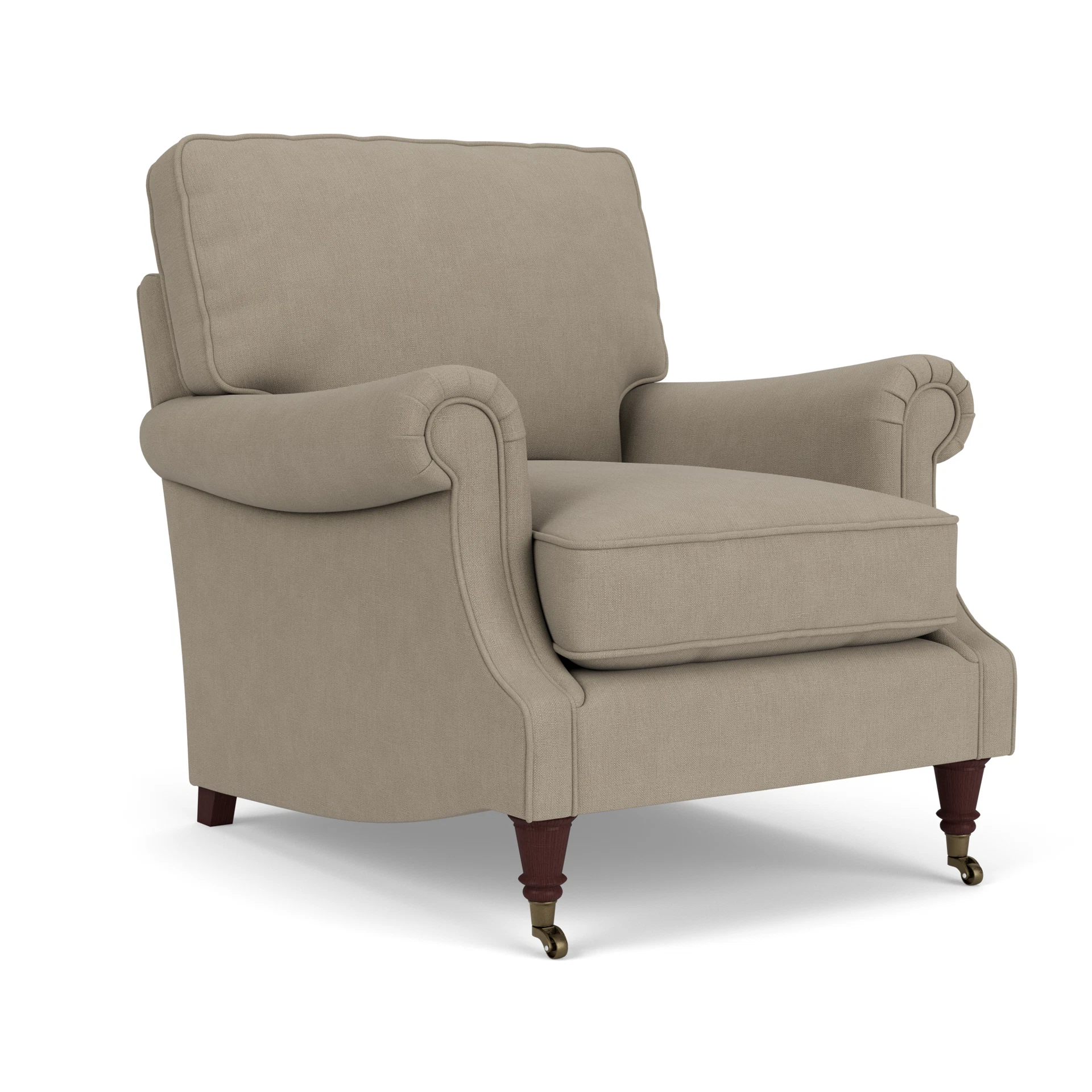 Taylor High Back Armchair in House Linen Mix - Dove Grey with Light legs