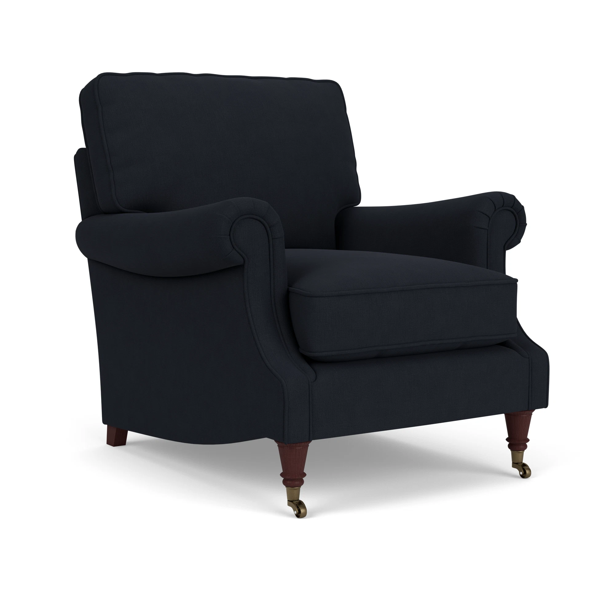 Taylor High Back Armchair in House Linen Mix - Ink with Light legs