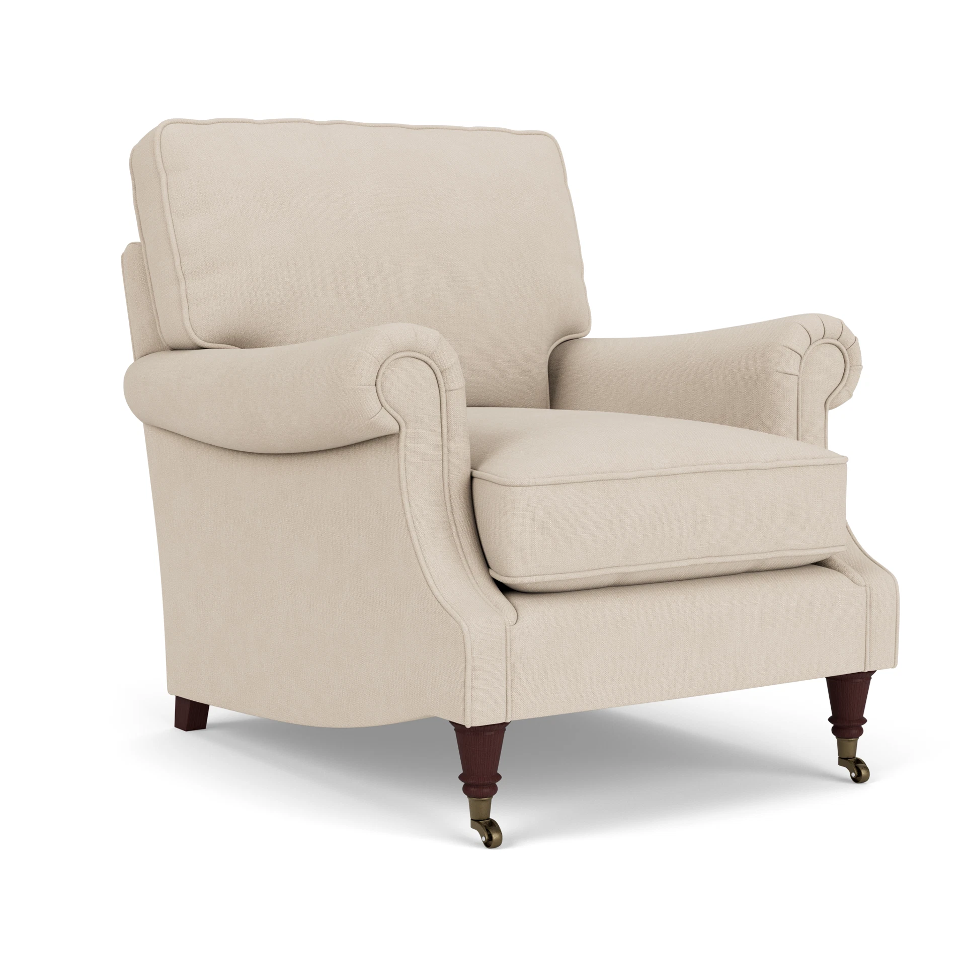 Taylor High Back Armchair in House Linen Mix - Lily White with Light legs