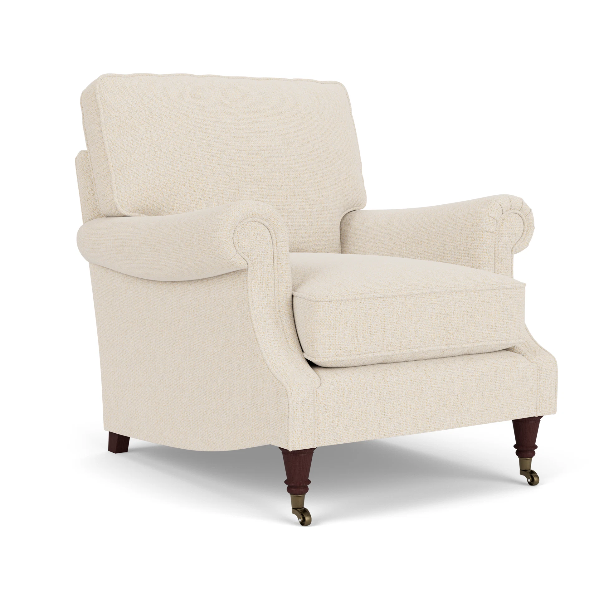 Taylor High Back Armchair in House Weave - Cream with Light legs