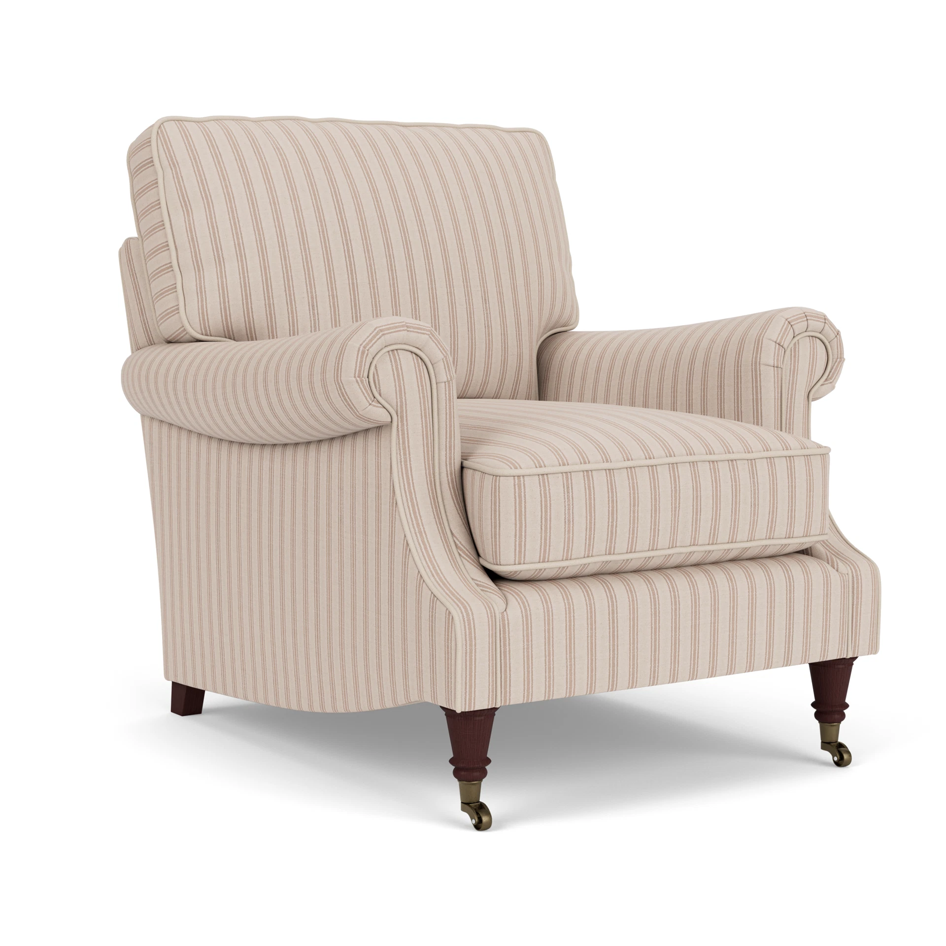 Taylor High Back Armchair in Kingham Stripe - Flax with Light legs