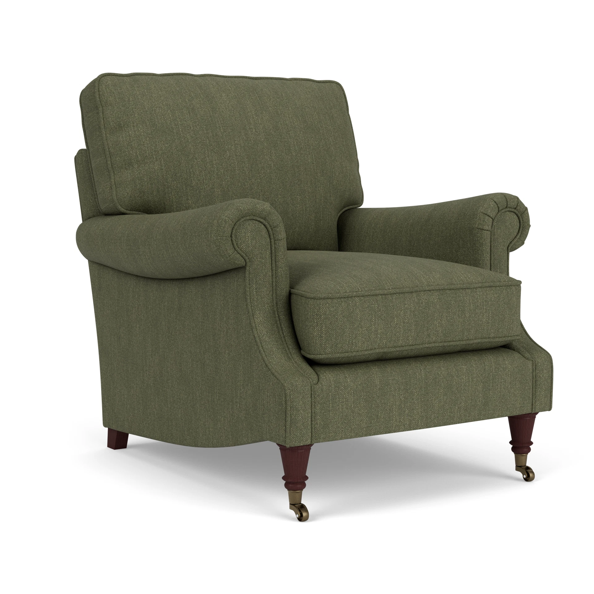 Taylor High Back Armchair in Luxury Italian Linen - Fern with Light legs