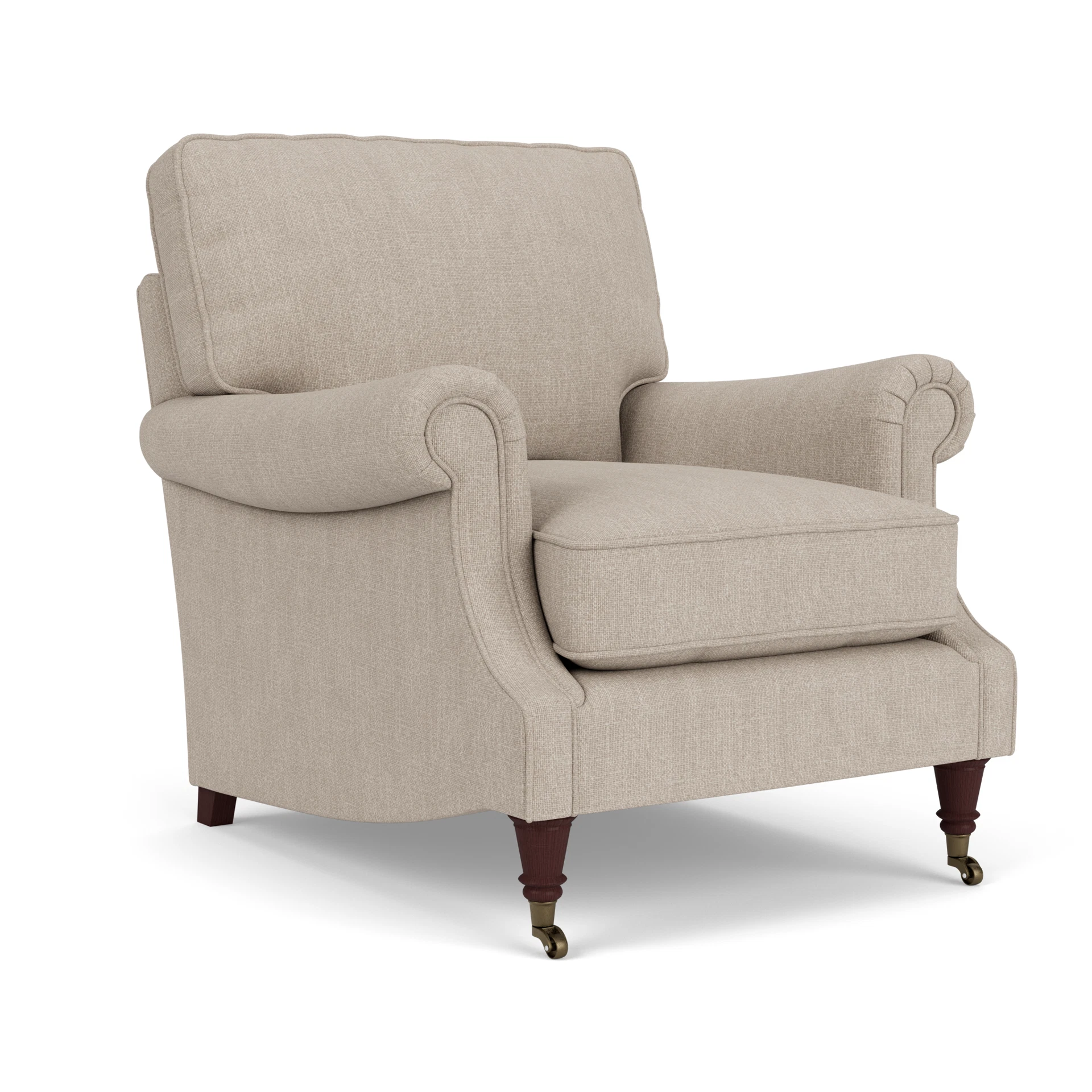 Taylor High Back Armchair in Luxury Italian Linen - Natural with Light legs