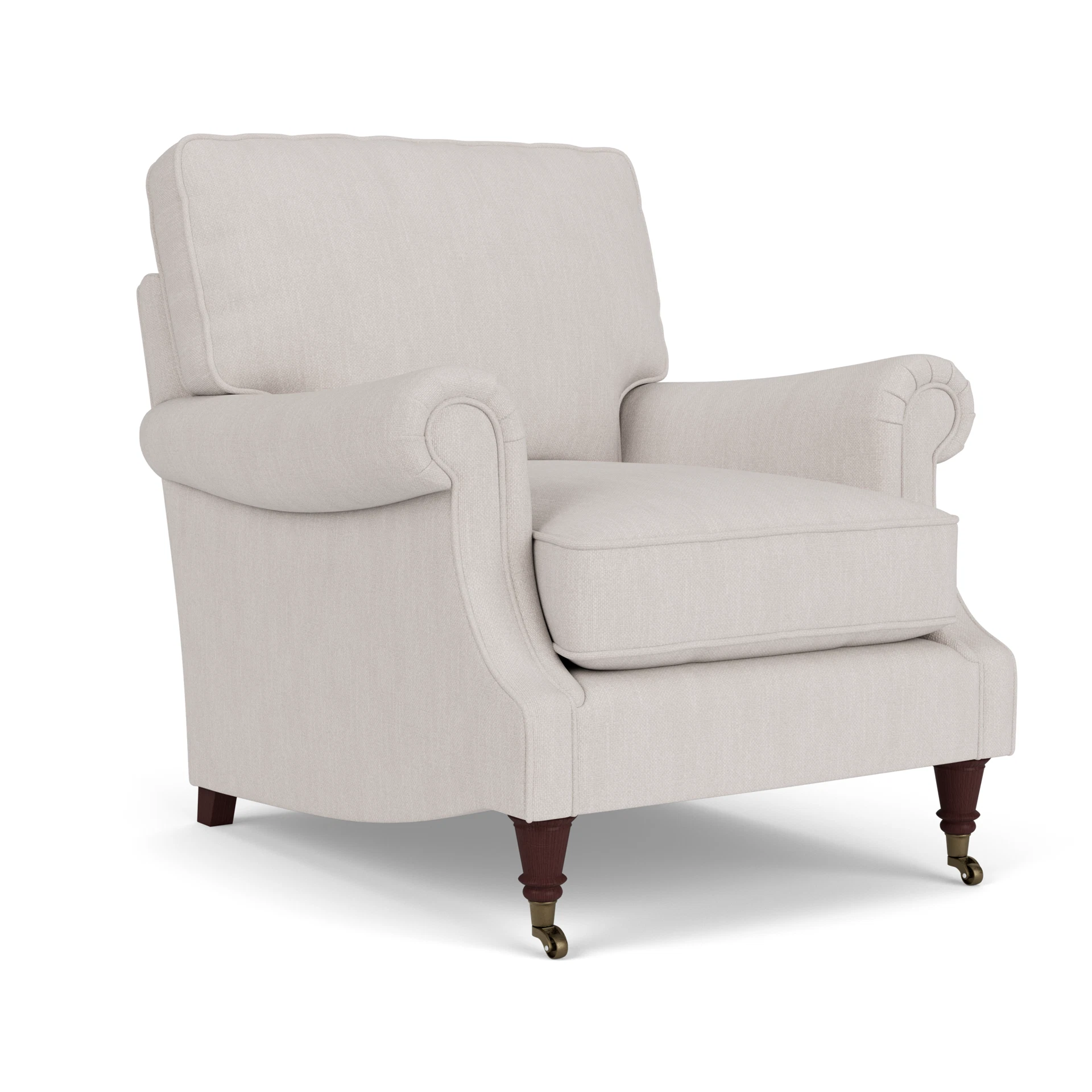 Taylor High Back Armchair in Luxury Italian Linen - Soft White with Light legs