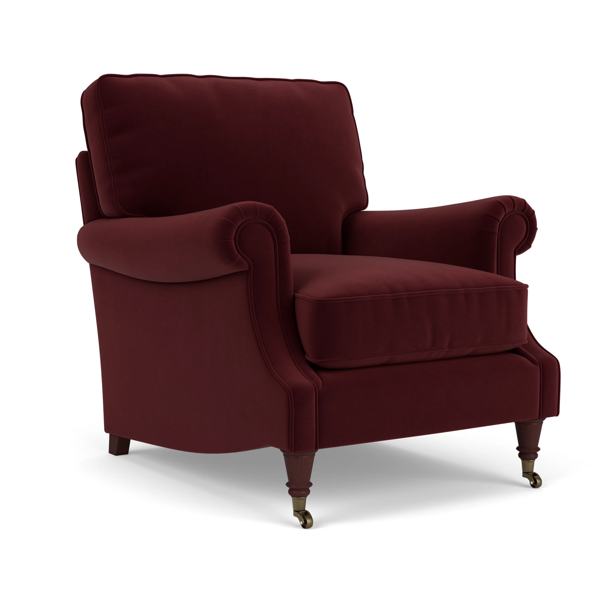 Taylor High Back Armchair in Matt Velvet - Dark Rosehip with Light legs