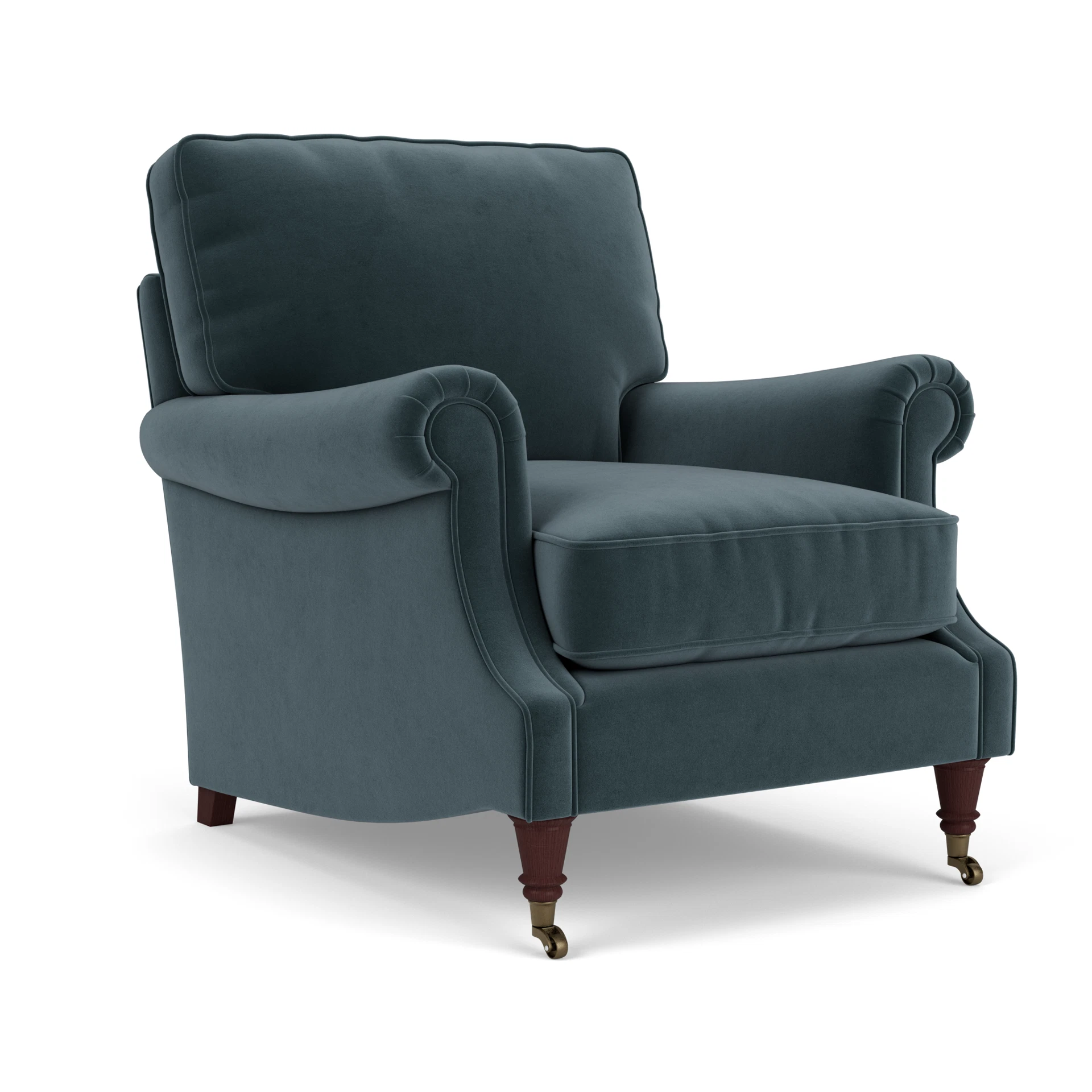 Taylor High Back Armchair in Matt Velvet - Night Sky with Light legs