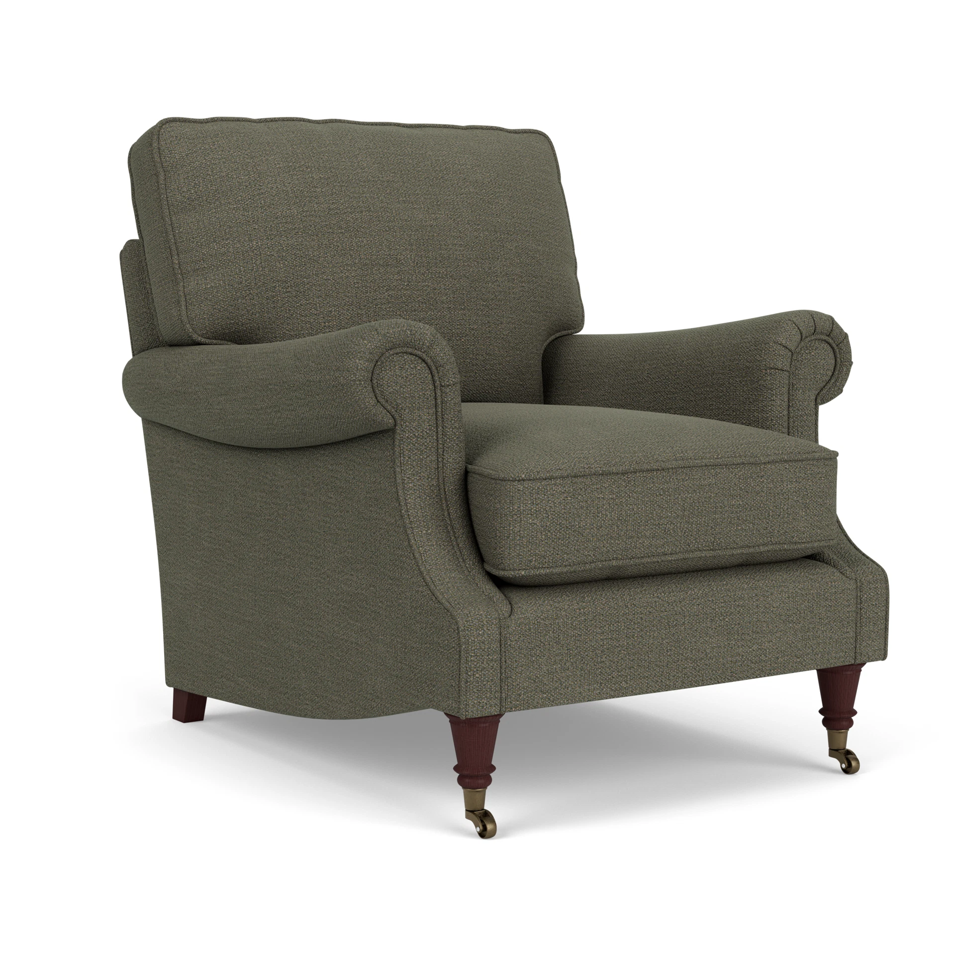 Taylor High Back Armchair in Rustic Weave - Deep Forest with Light legs