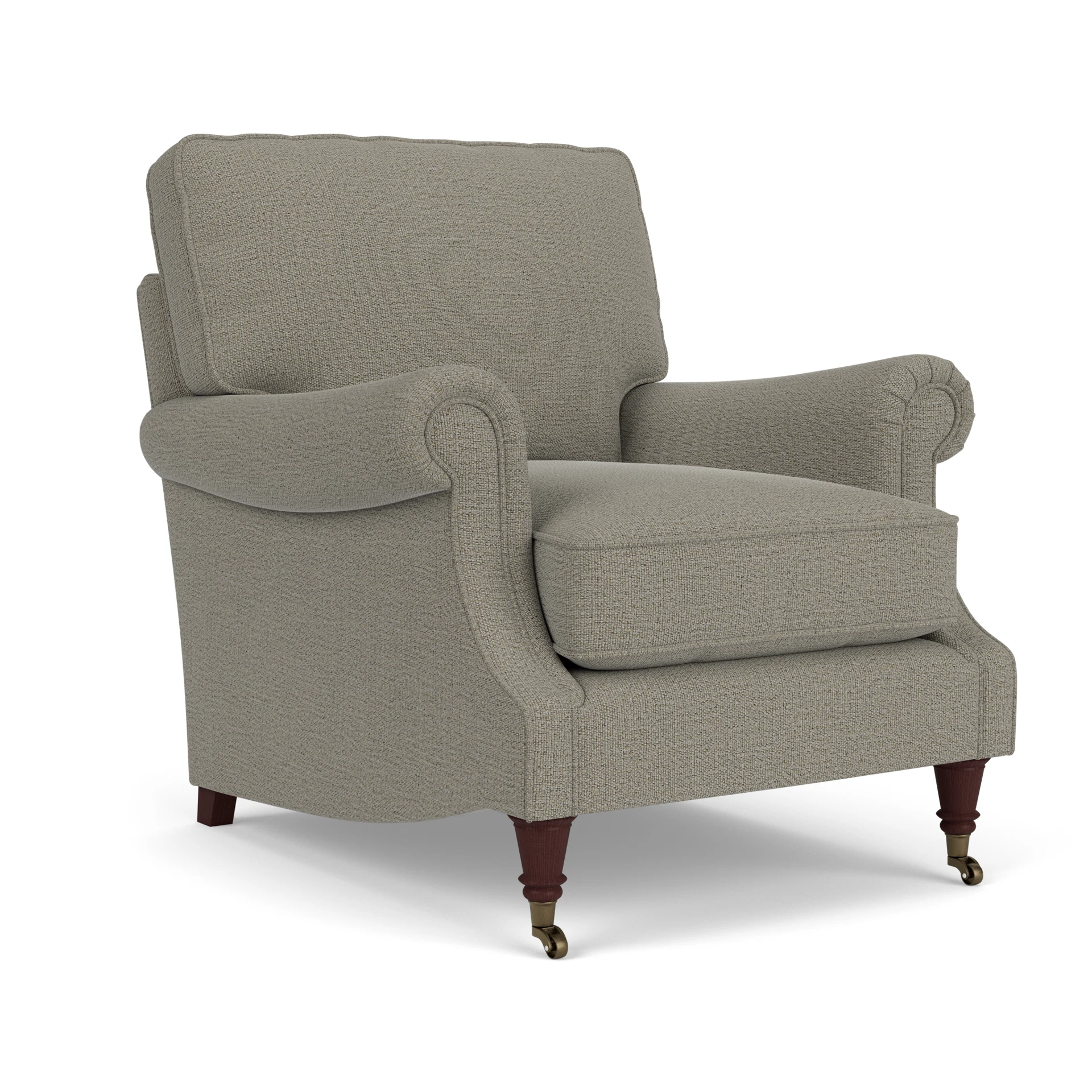 Taylor High Back Armchair in Rustic Weave - Flax with Light legs