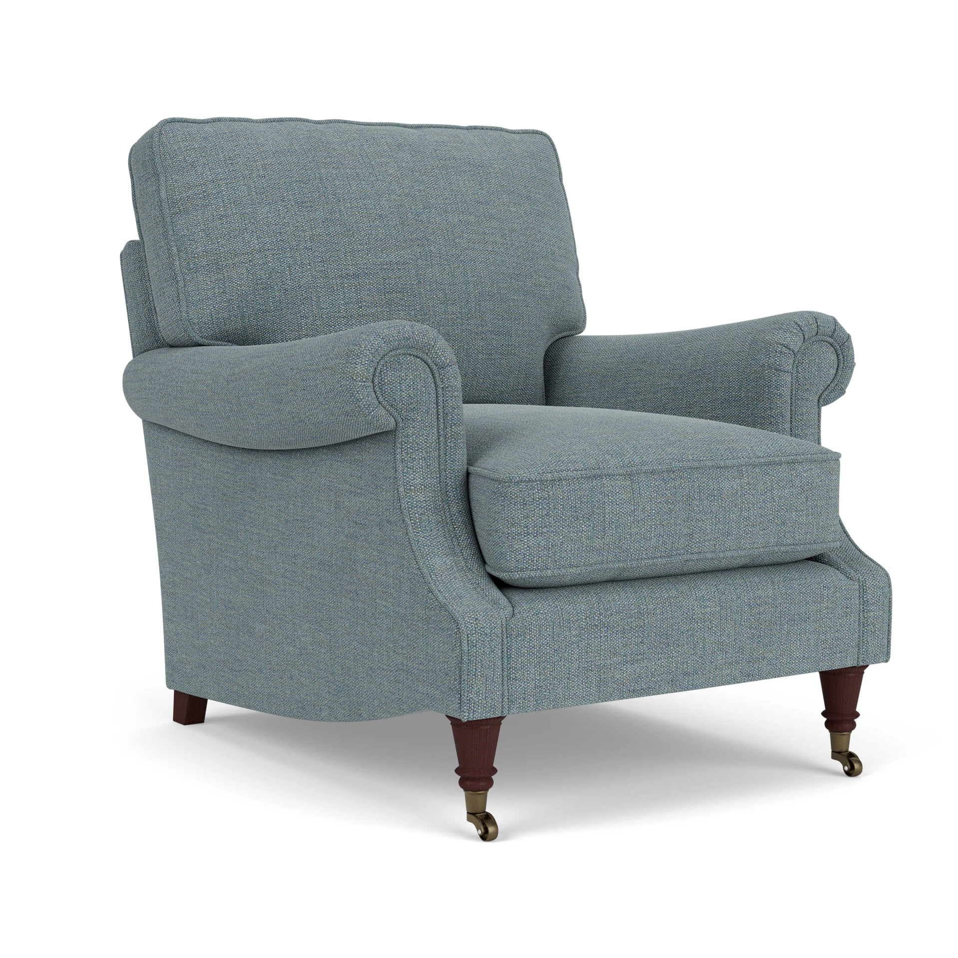Taylor High Back Armchair in Rustic Weave - Teal Marl with Light legs