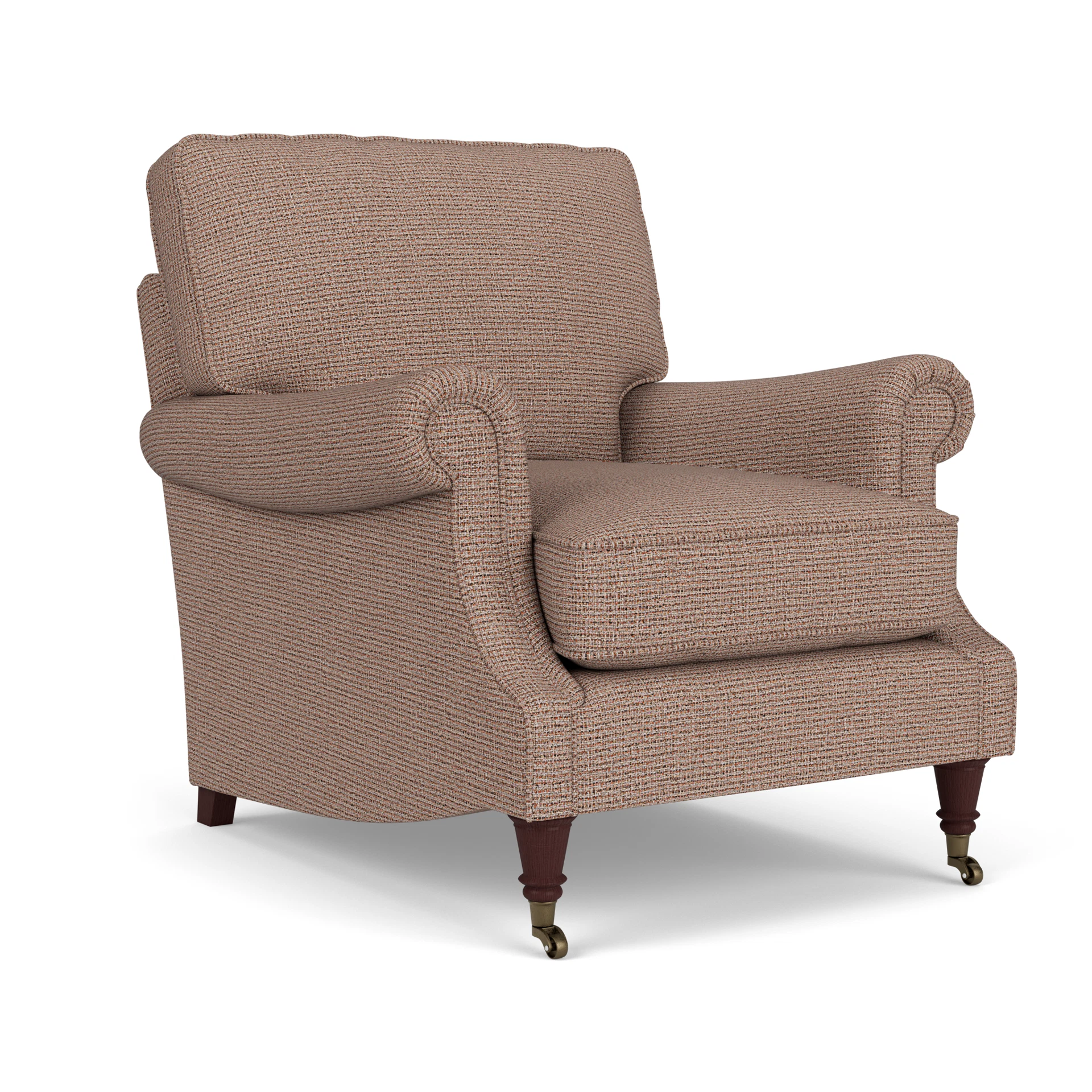 Taylor High Back Armchair in Textured Weave - Autumn Mix with Light legs