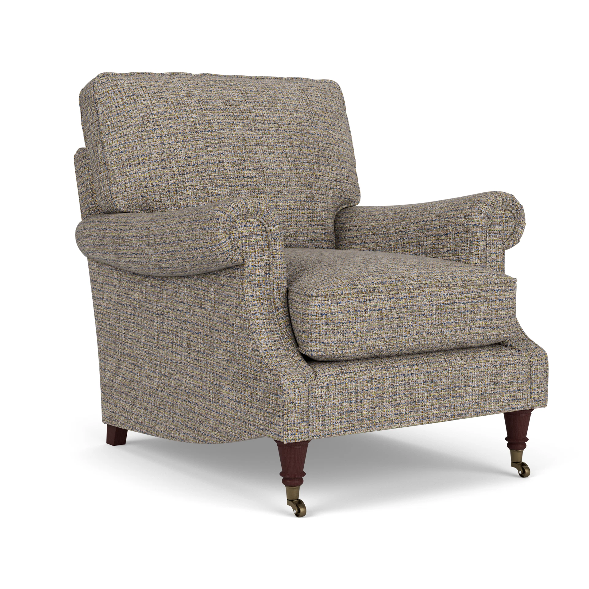 Taylor High Back Armchair in Textured Weave - Shoreline Mix with Light legs