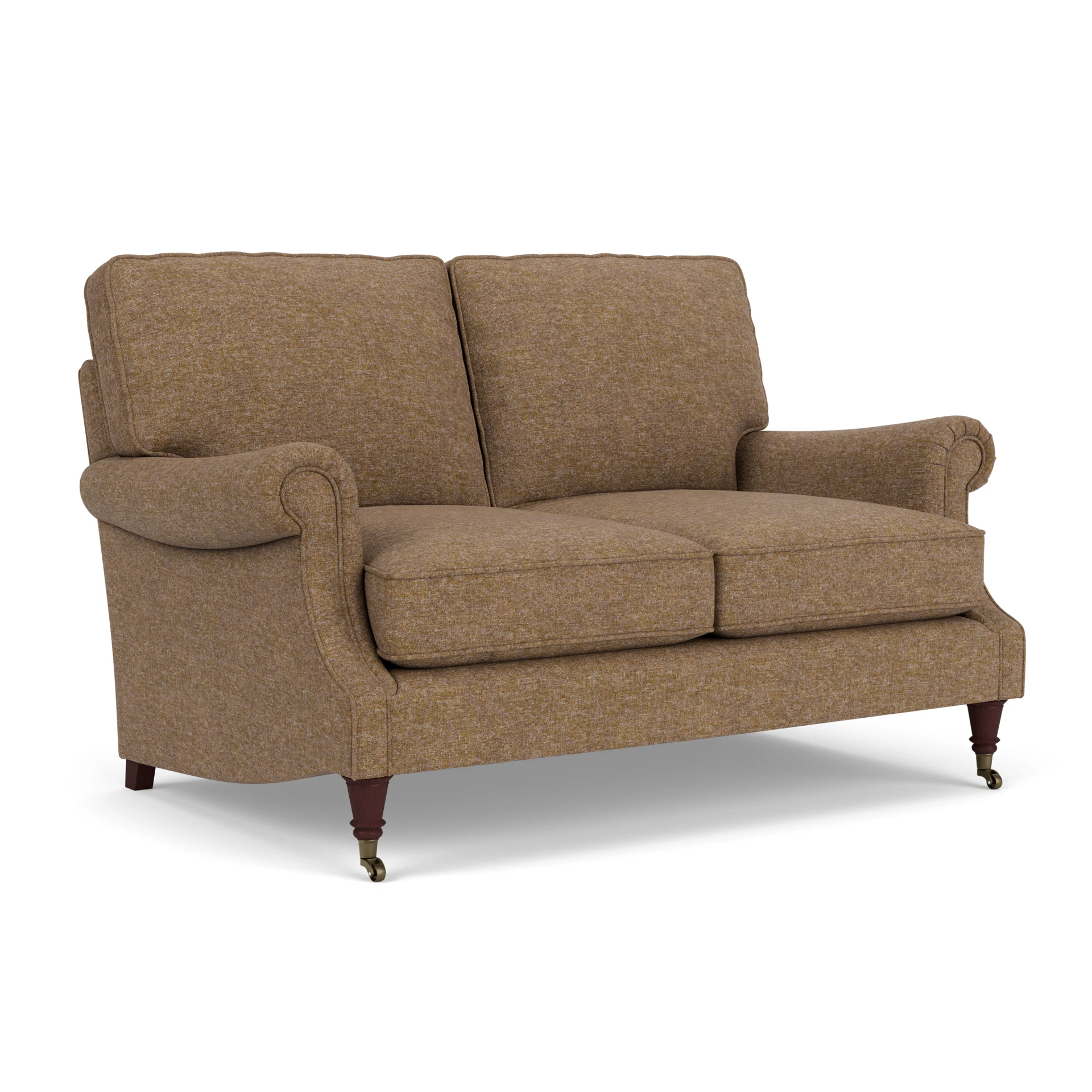 Taylor High Back Large 2 Seater Sofa in Aquaclean Oxford - Spice with Light legs