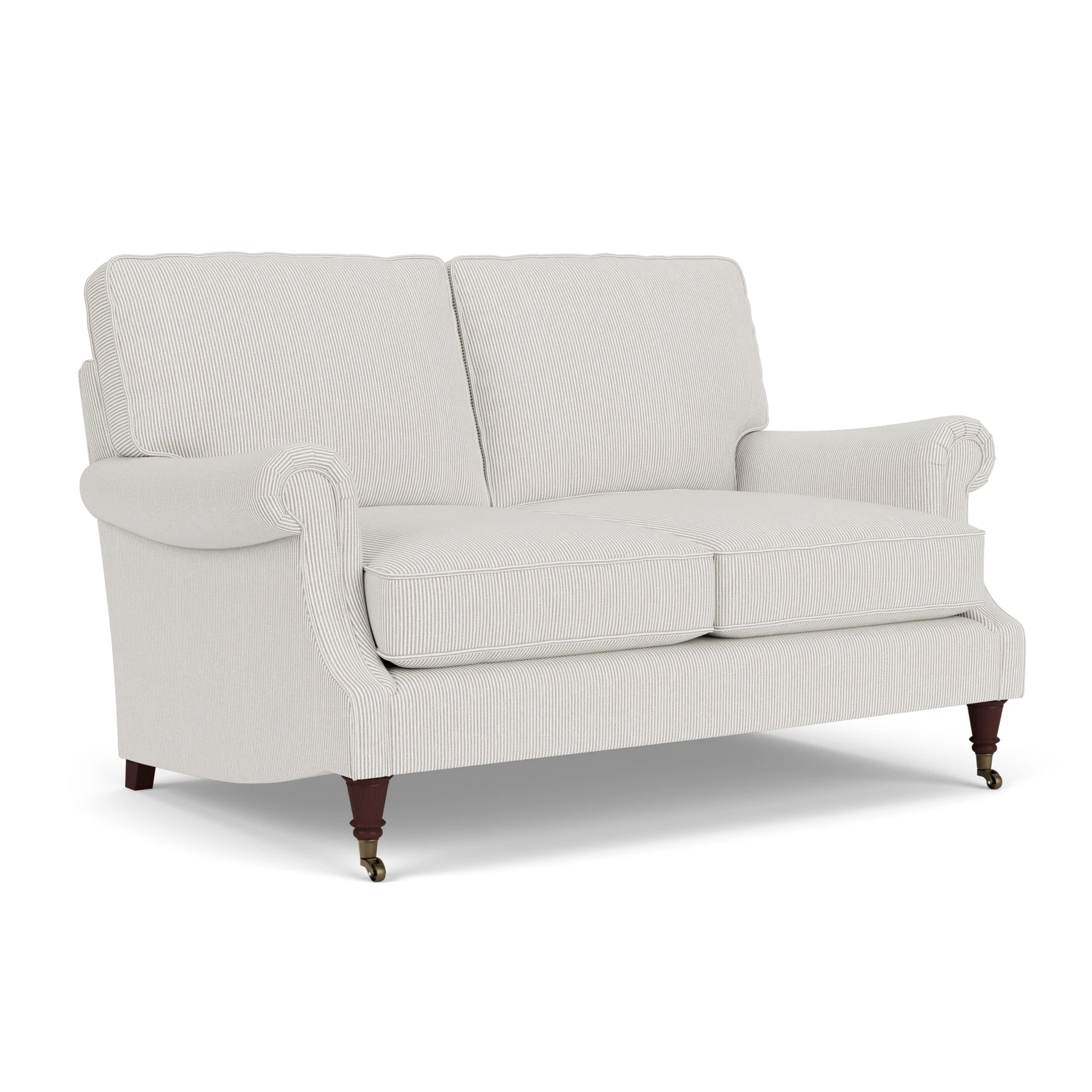 Taylor High Back Large 2 Seater Sofa in Broadway Stripe - Grey with Light legs