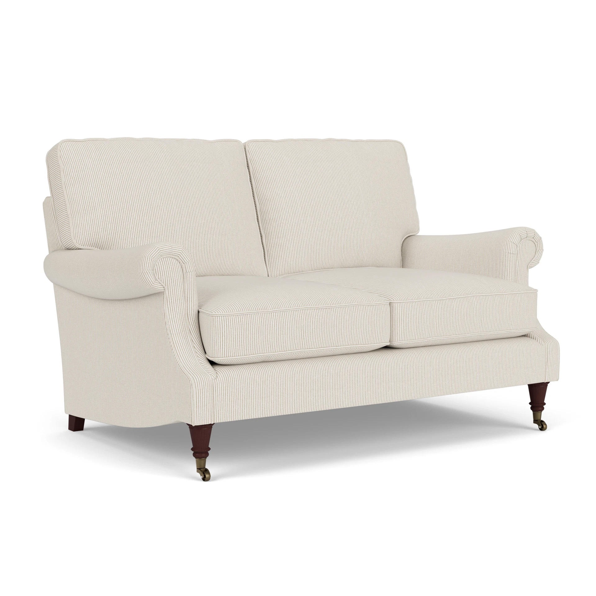 Taylor High Back Large 2 Seater Sofa in Broadway Stripe - Natural with Light legs