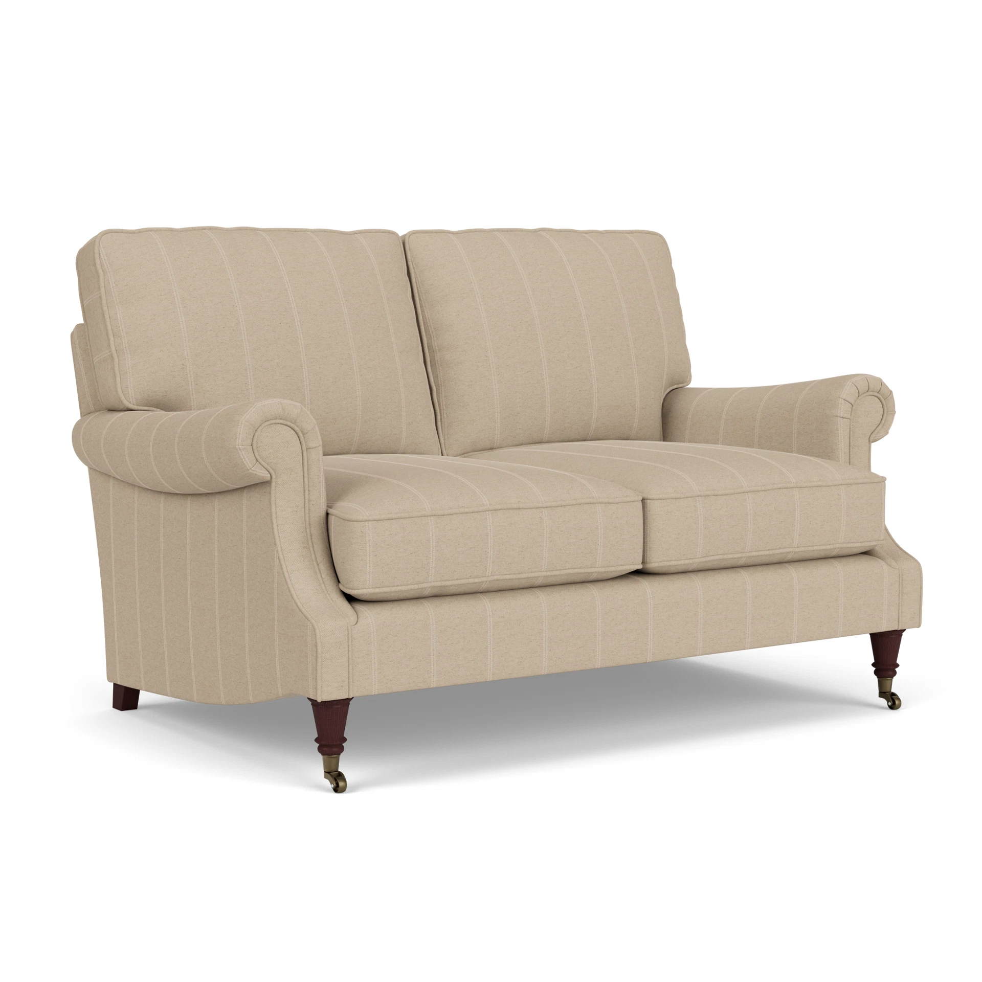 Taylor High Back Large 2 Seater Sofa in Compton Stripe - Natural with Light legs