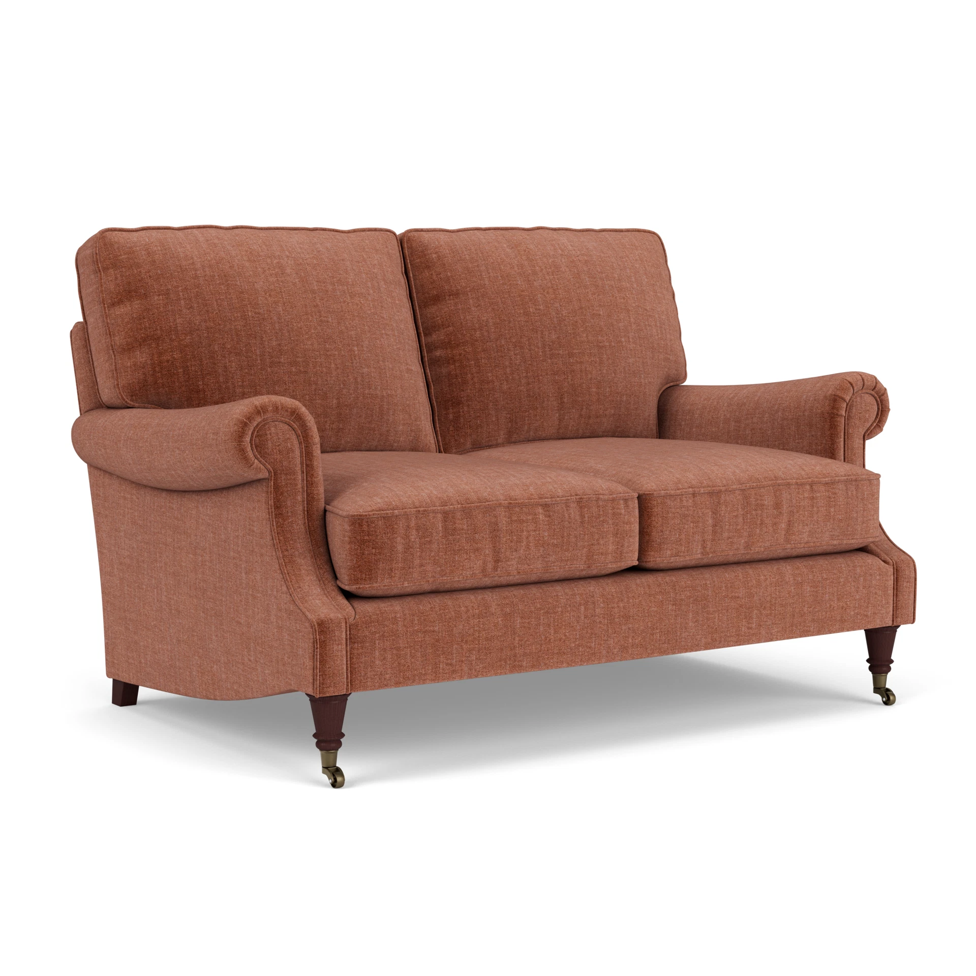 Taylor High Back Large 2 Seater Sofa in Eco Chenille - Cinnamon with Light legs