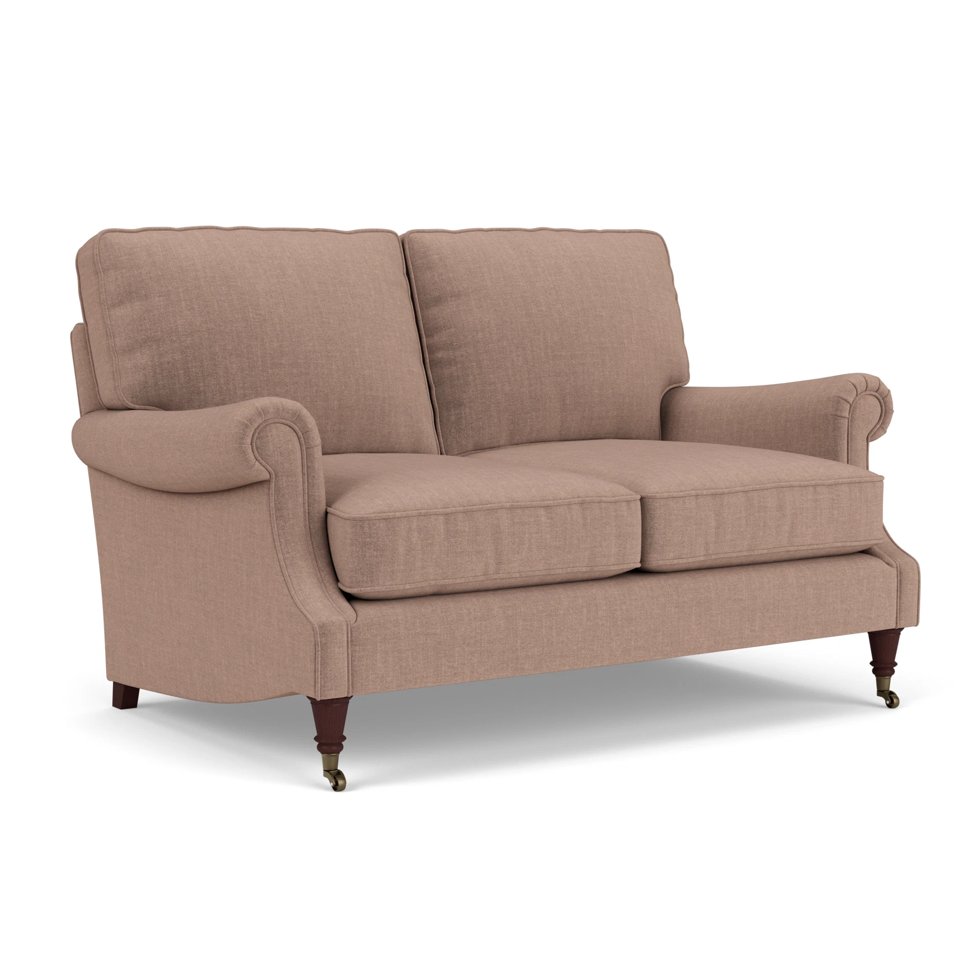 Taylor High Back Large 2 Seater Sofa in Eco Chenille - Dusky Rose with Light legs