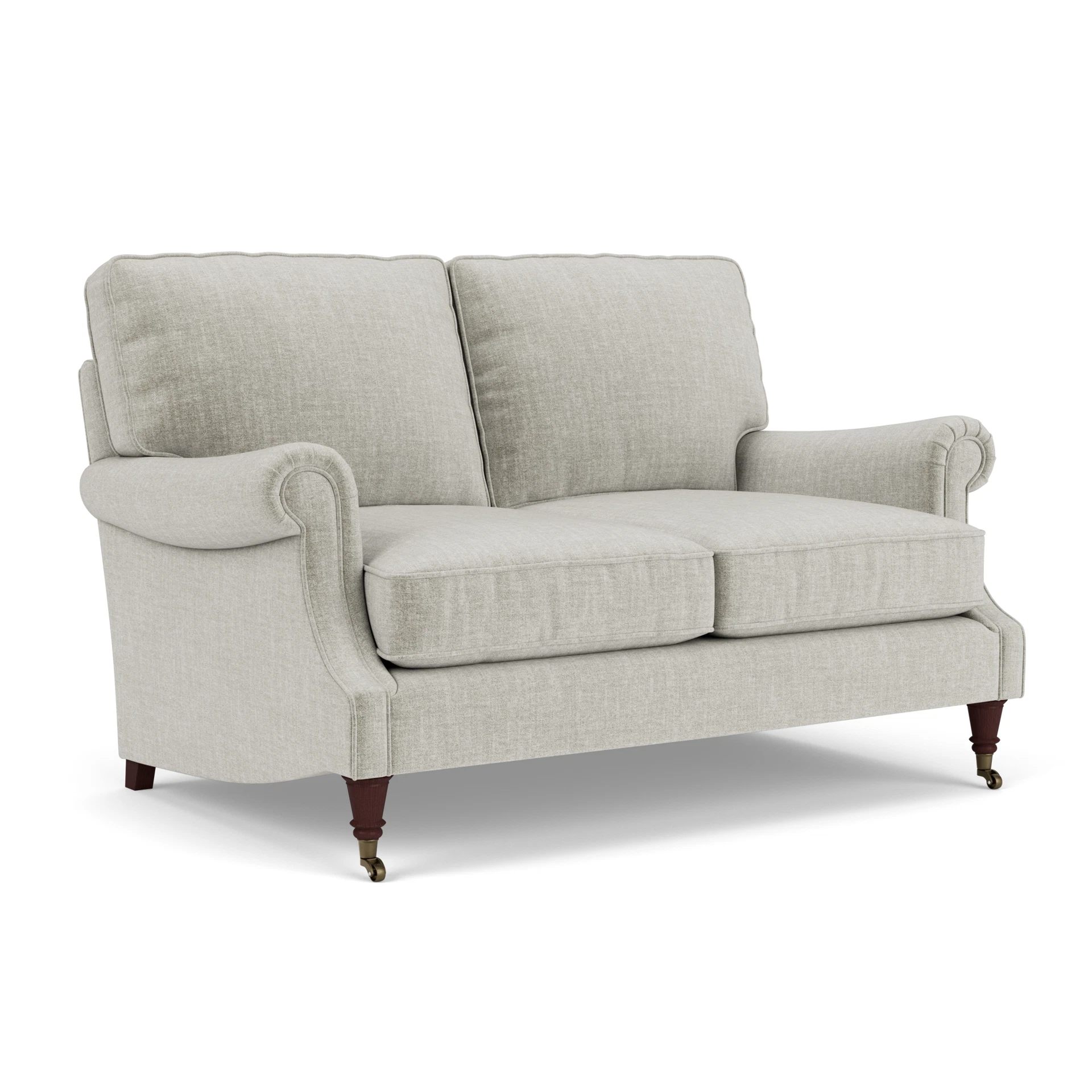 Taylor High Back Large 2 Seater Sofa in Eco Chenille - Grey Mist with Light legs