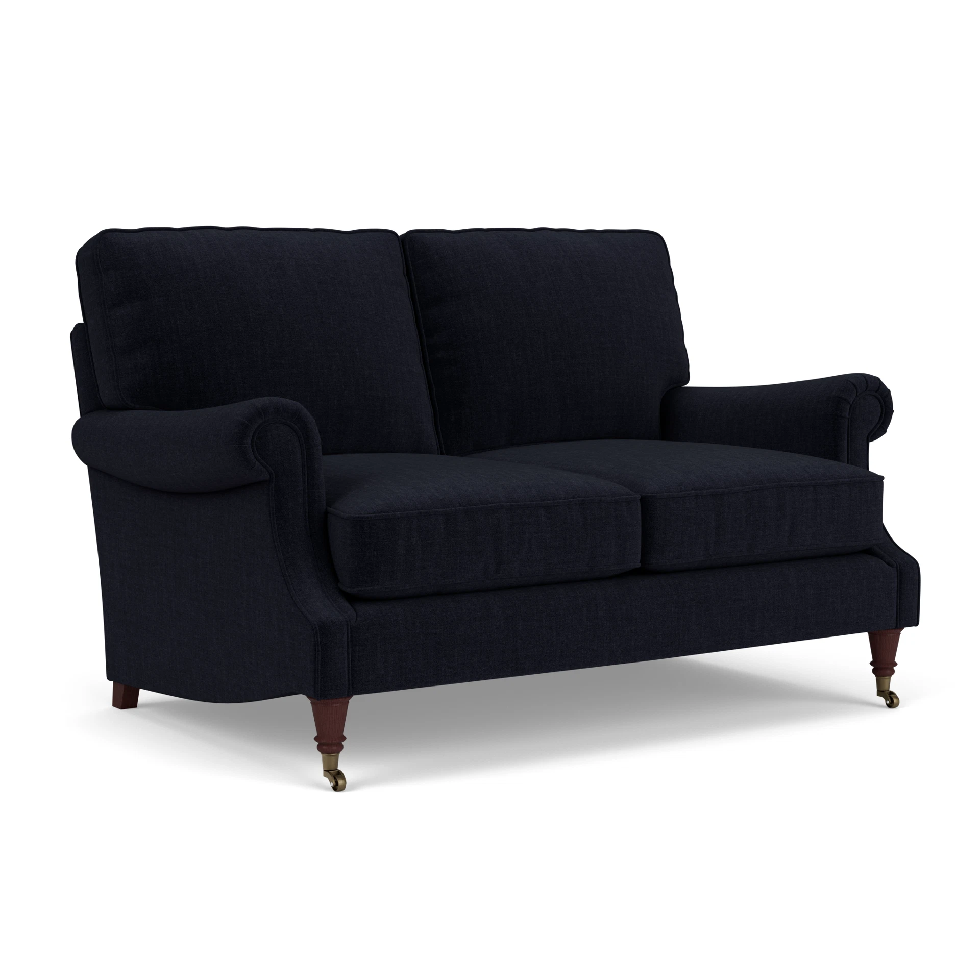 Taylor High Back Large 2 Seater Sofa in Eco Chenille - Ink with Light legs