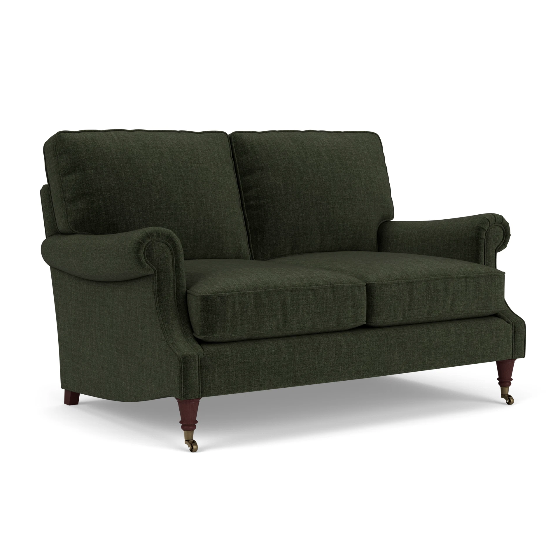 Taylor High Back Large 2 Seater Sofa in Eco Chenille - Moss with Light legs
