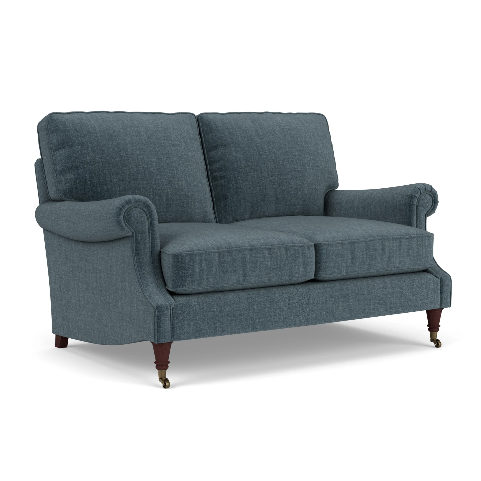 Taylor High Back Large 2 Seater Sofa in Eco Chenille - Teal with Light legs