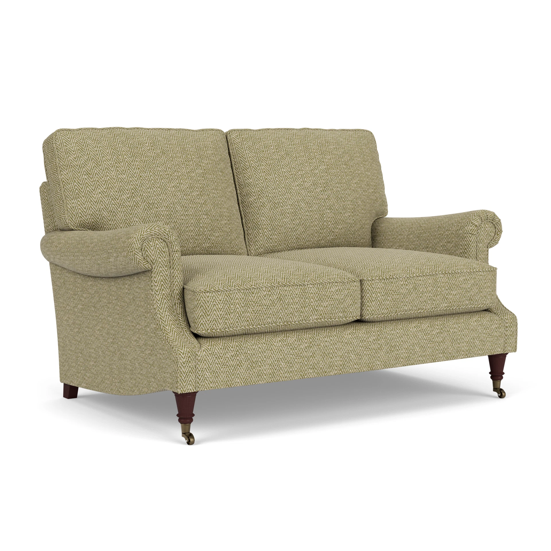 Taylor High Back Large 2 Seater Sofa in Herringbone Weave - Apple with Light legs
