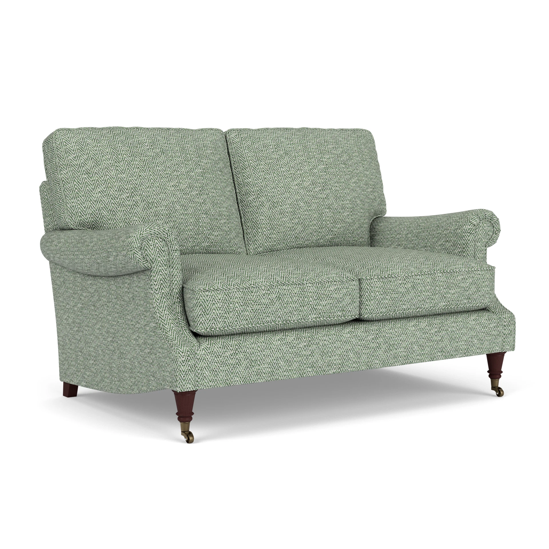 Taylor High Back Large 2 Seater Sofa in Herringbone Weave - Lake with Light legs