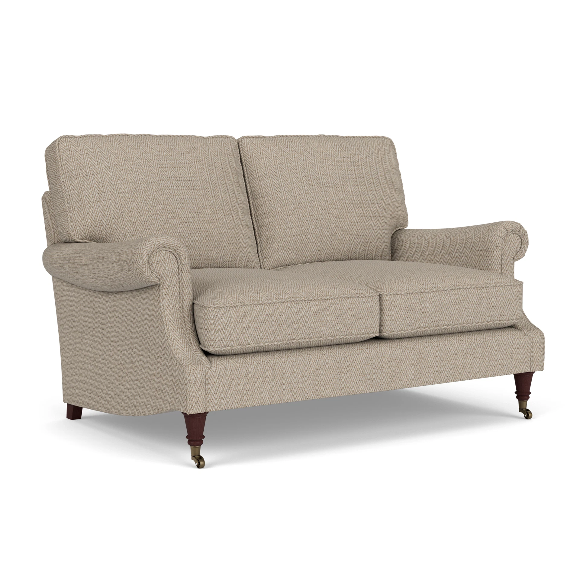 Taylor High Back Large 2 Seater Sofa in Herringbone Weave - Natural with Light legs