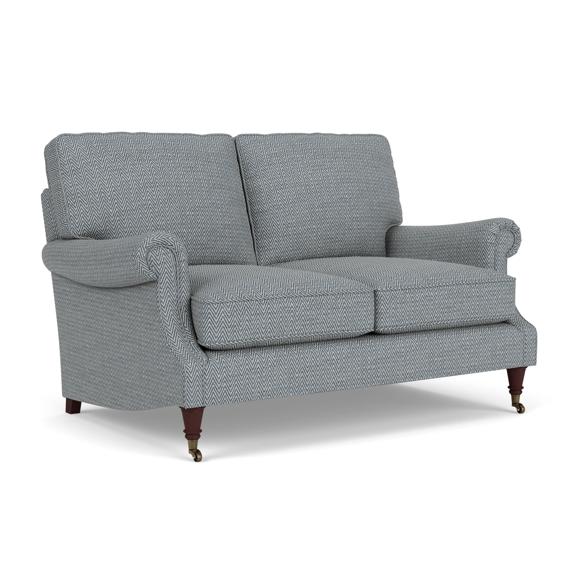 Taylor High Back Large 2 Seater Sofa in Herringbone Weave - Navy with Light legs
