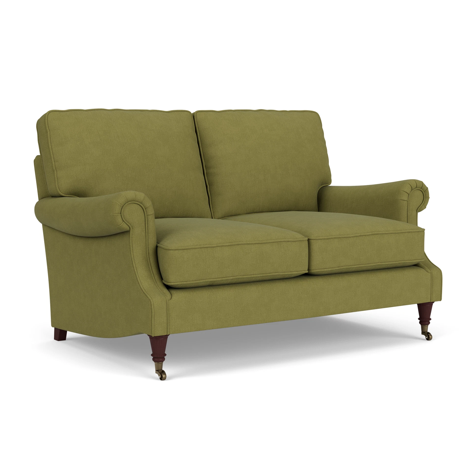 Taylor High Back Large 2 Seater Sofa in House Linen Mix - Apple with Light legs