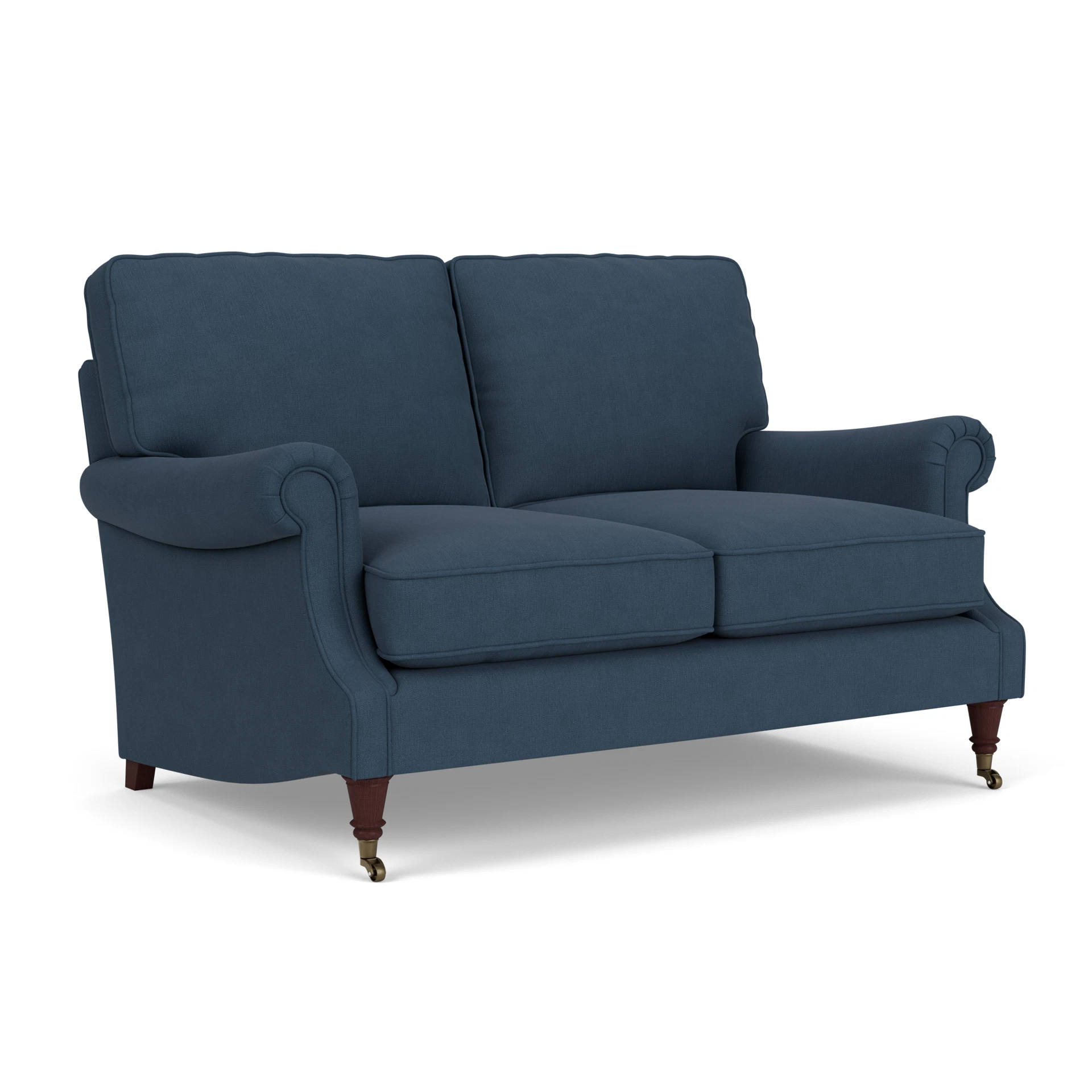Taylor High Back Large 2 Seater Sofa in House Linen Mix - Indigo with Light legs