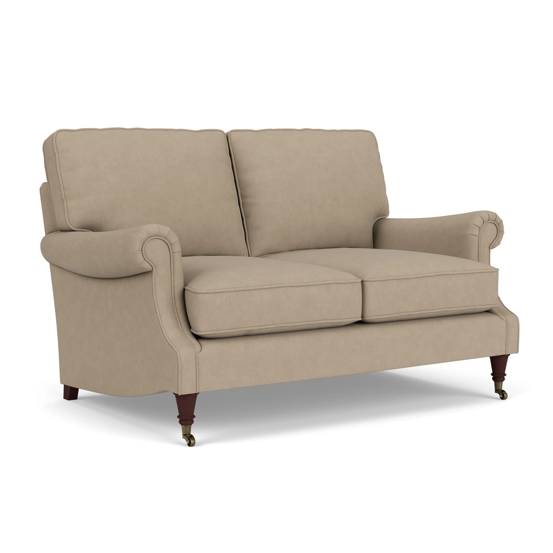 Taylor High Back Large 2 Seater Sofa in House Linen Mix - Natural with Light legs