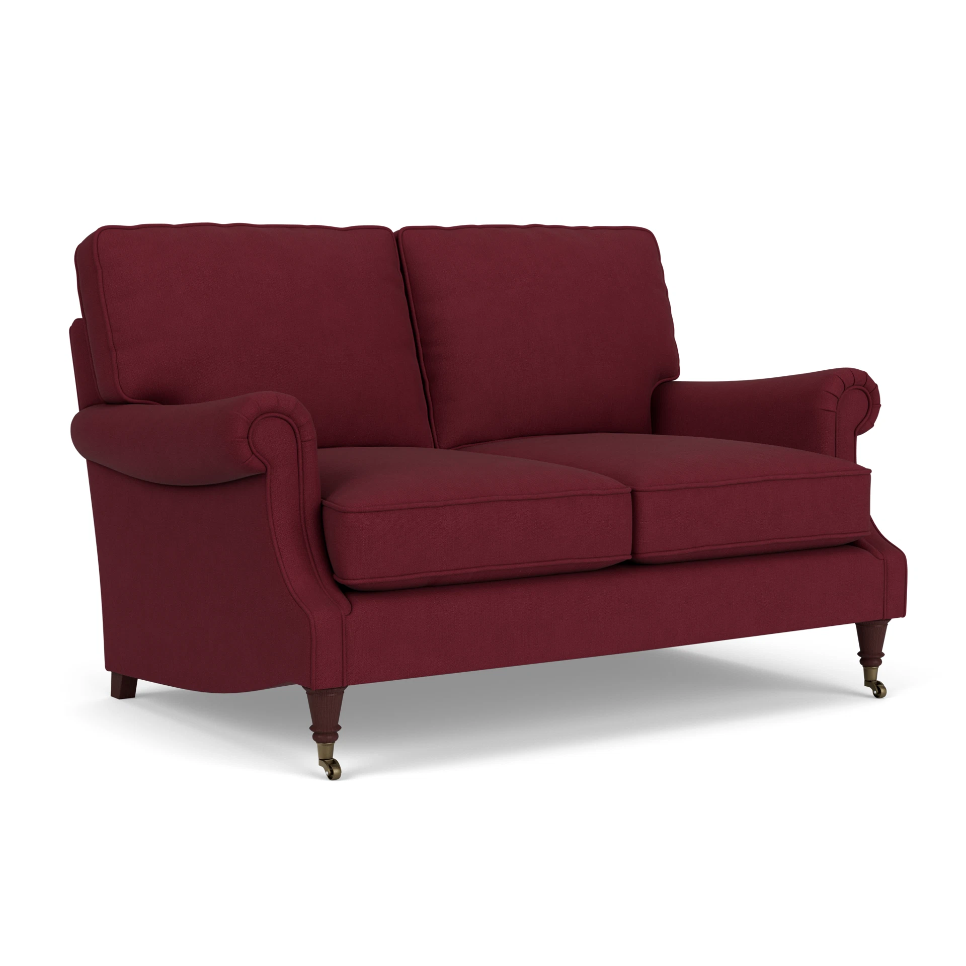 Taylor High Back Large 2 Seater Sofa in House Linen Mix - Rosehip with Light legs