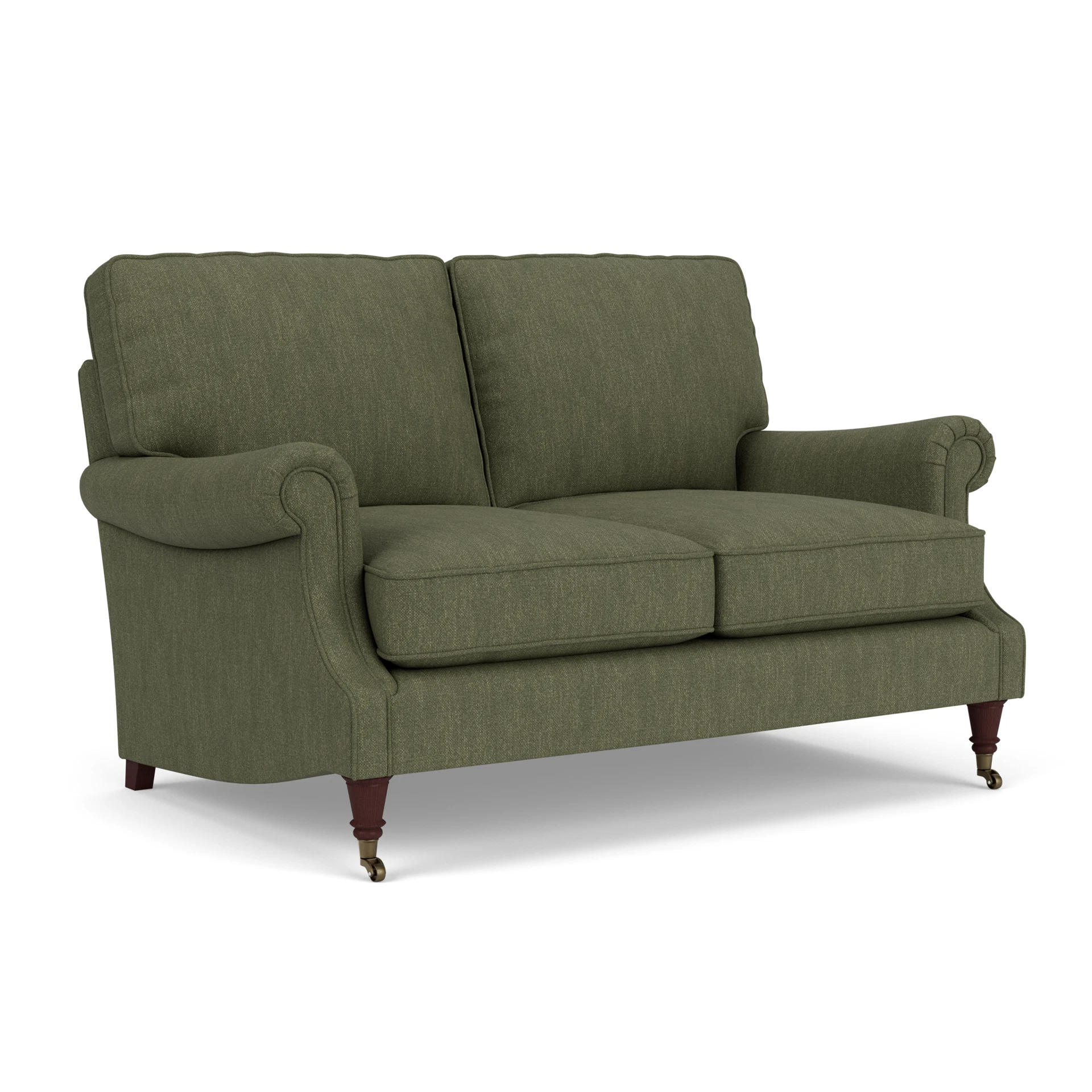 Taylor High Back Large 2 Seater Sofa in Luxury Italian Linen - Fern with Light legs