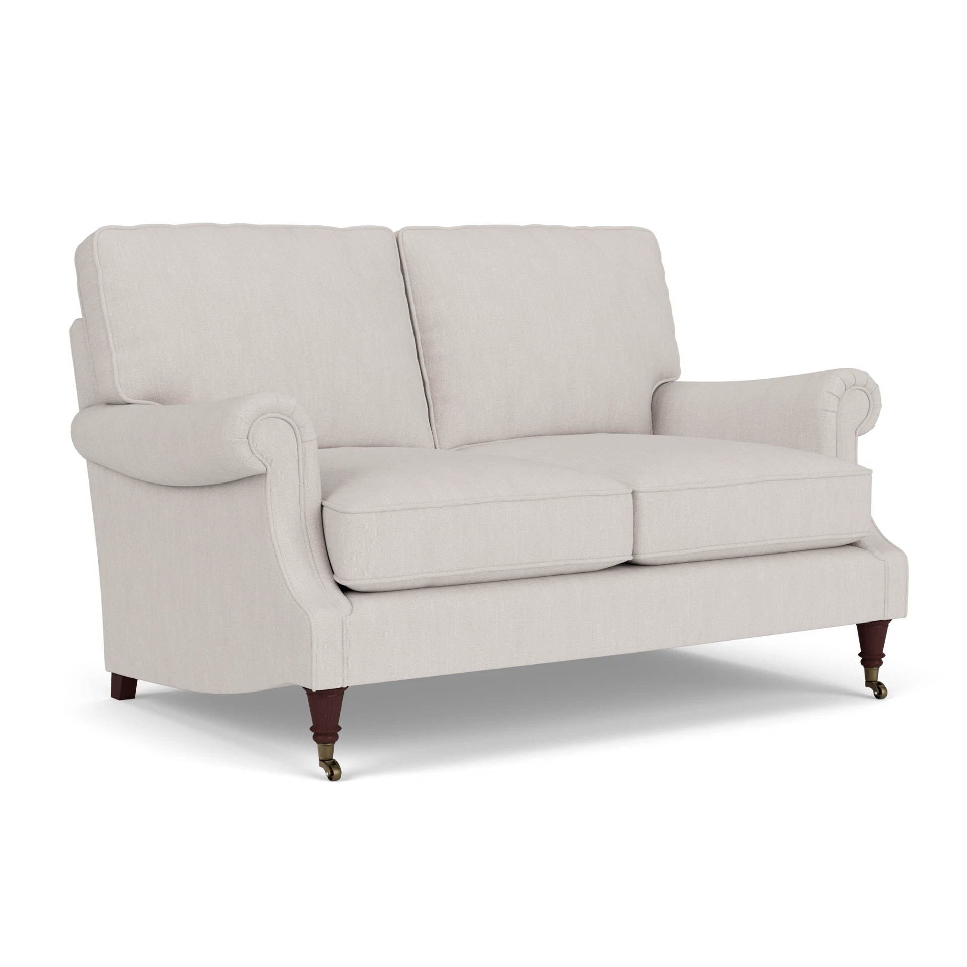 Taylor High Back Large 2 Seater Sofa in Luxury Italian Linen - Soft White with Light legs