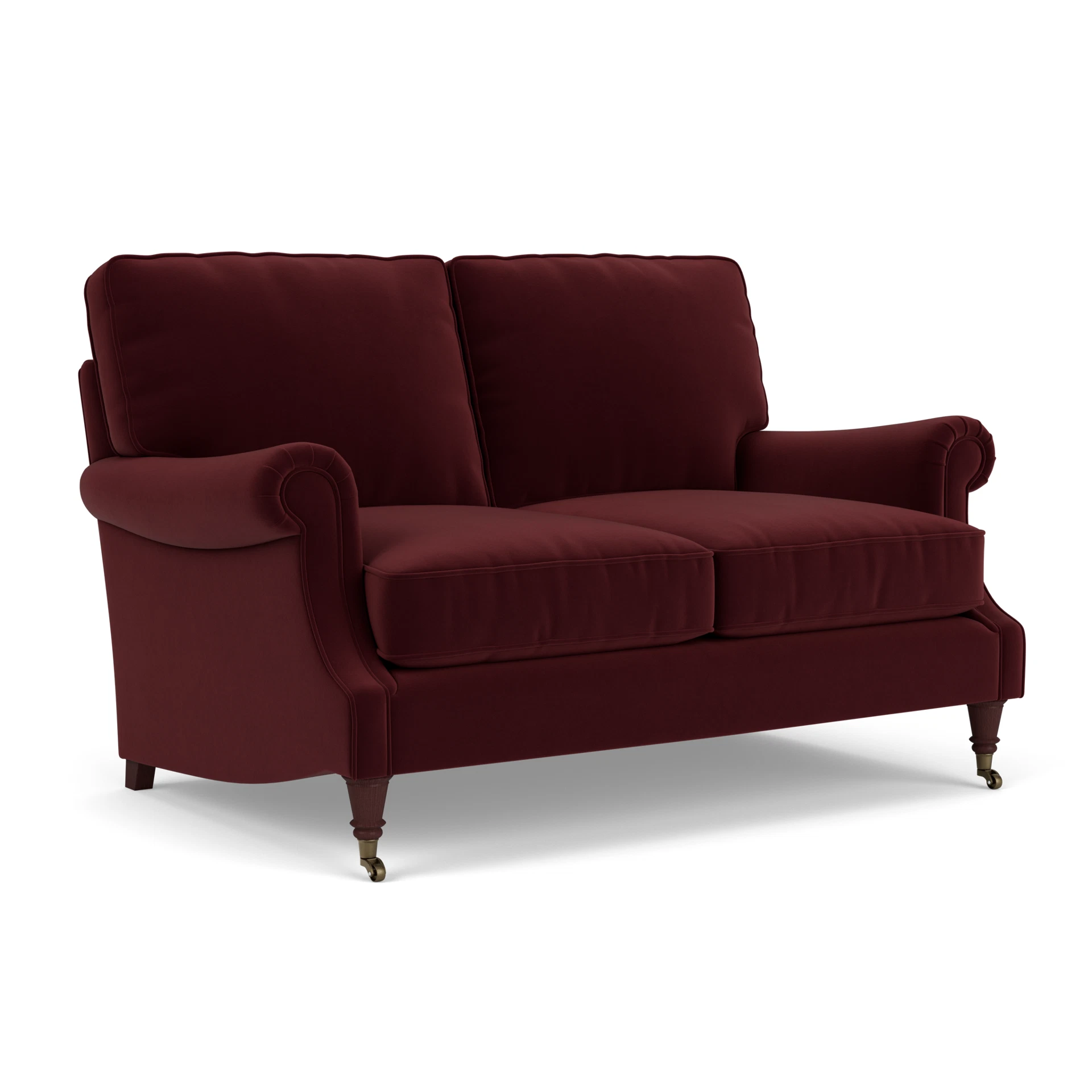 Taylor High Back Large 2 Seater Sofa in Matt Velvet - Dark Rosehip with Light legs