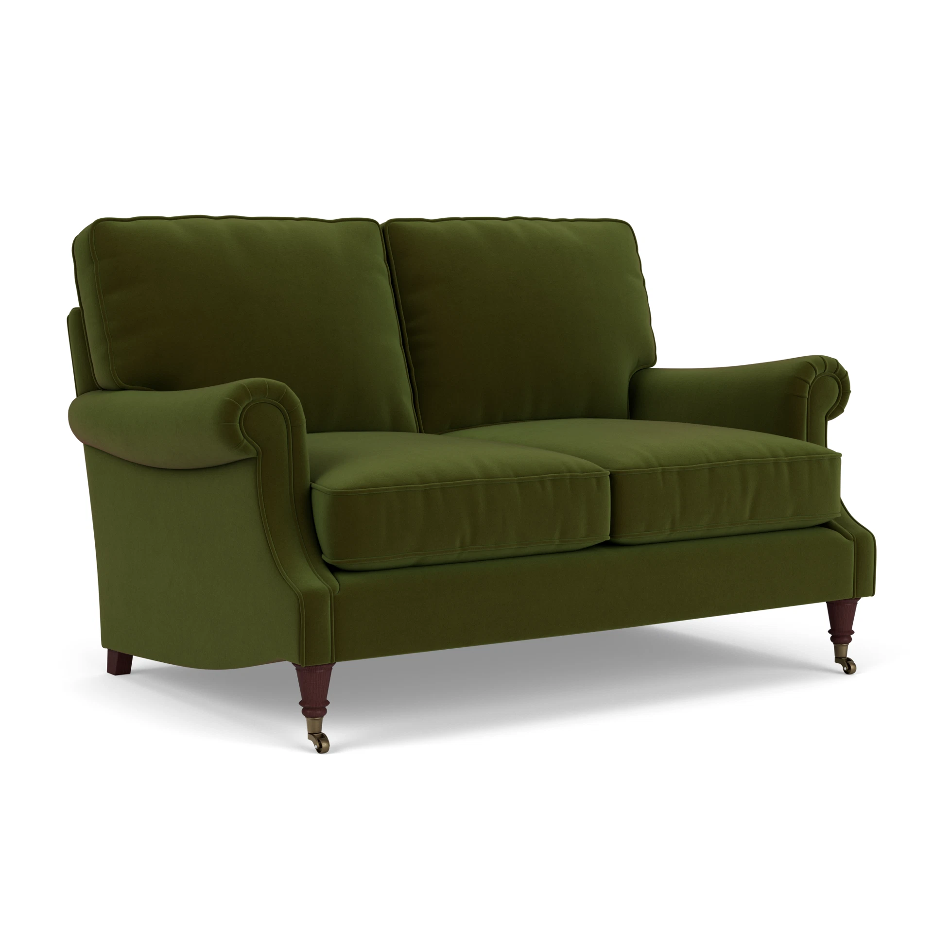 Taylor High Back Large 2 Seater Sofa in Matt Velvet - Forest Green with Light legs